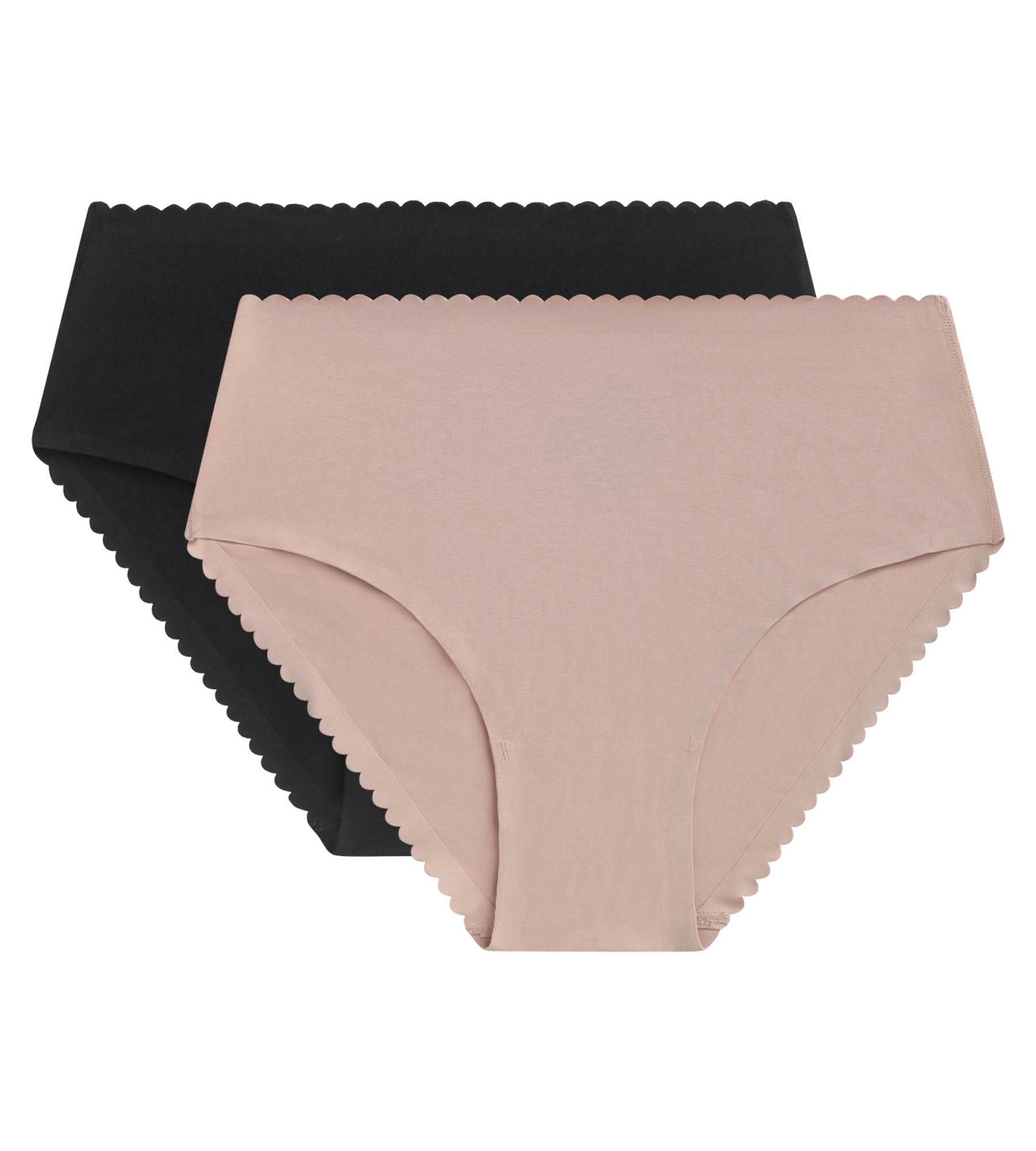DIM Pack de 2 braguitas altas de algodón elástico en Nude y Negro Body Touch Easy