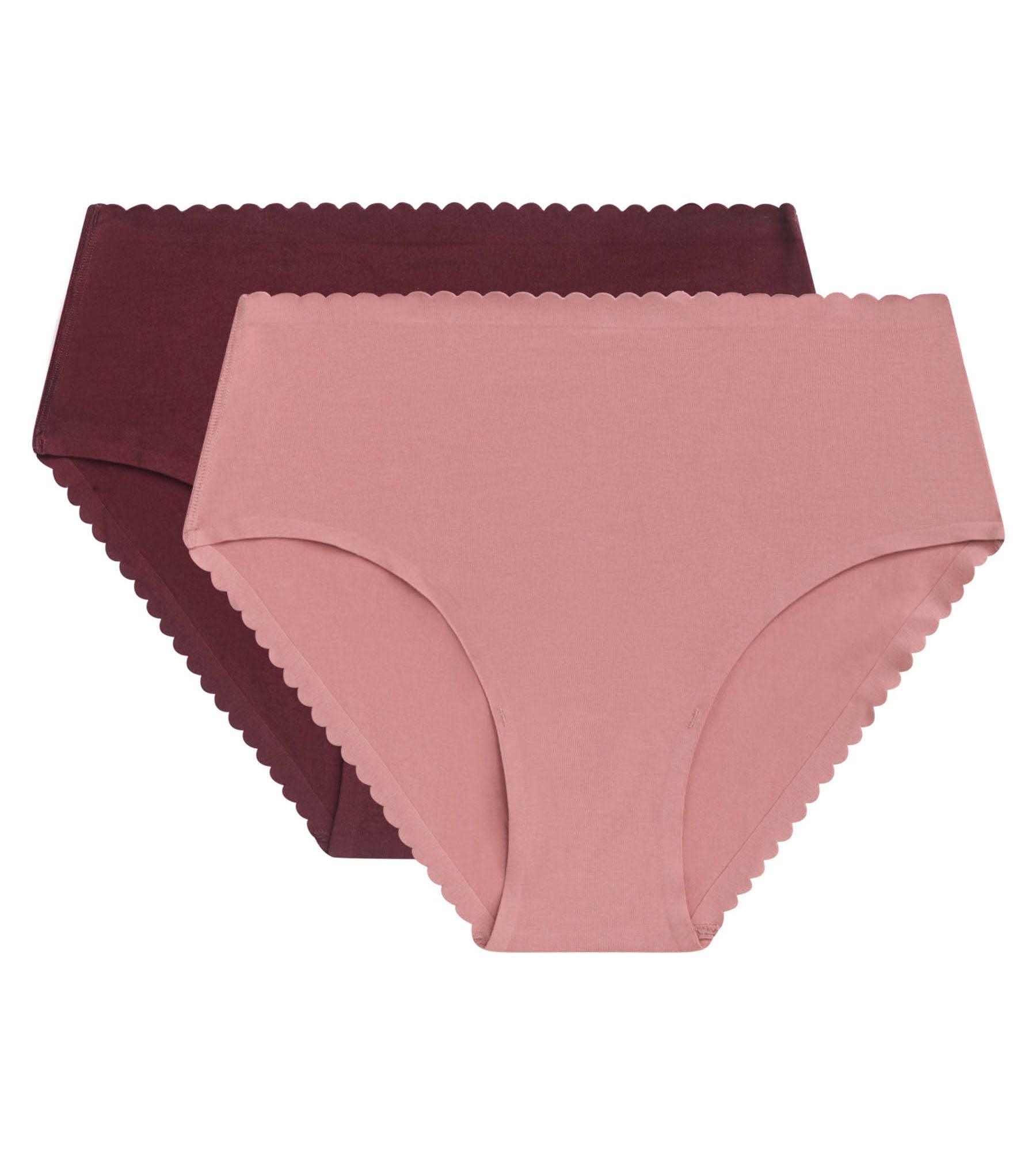 DIM Pack de 2 braguitas altas de algodón elástico Rosa y Burdeos Body Touch Easy