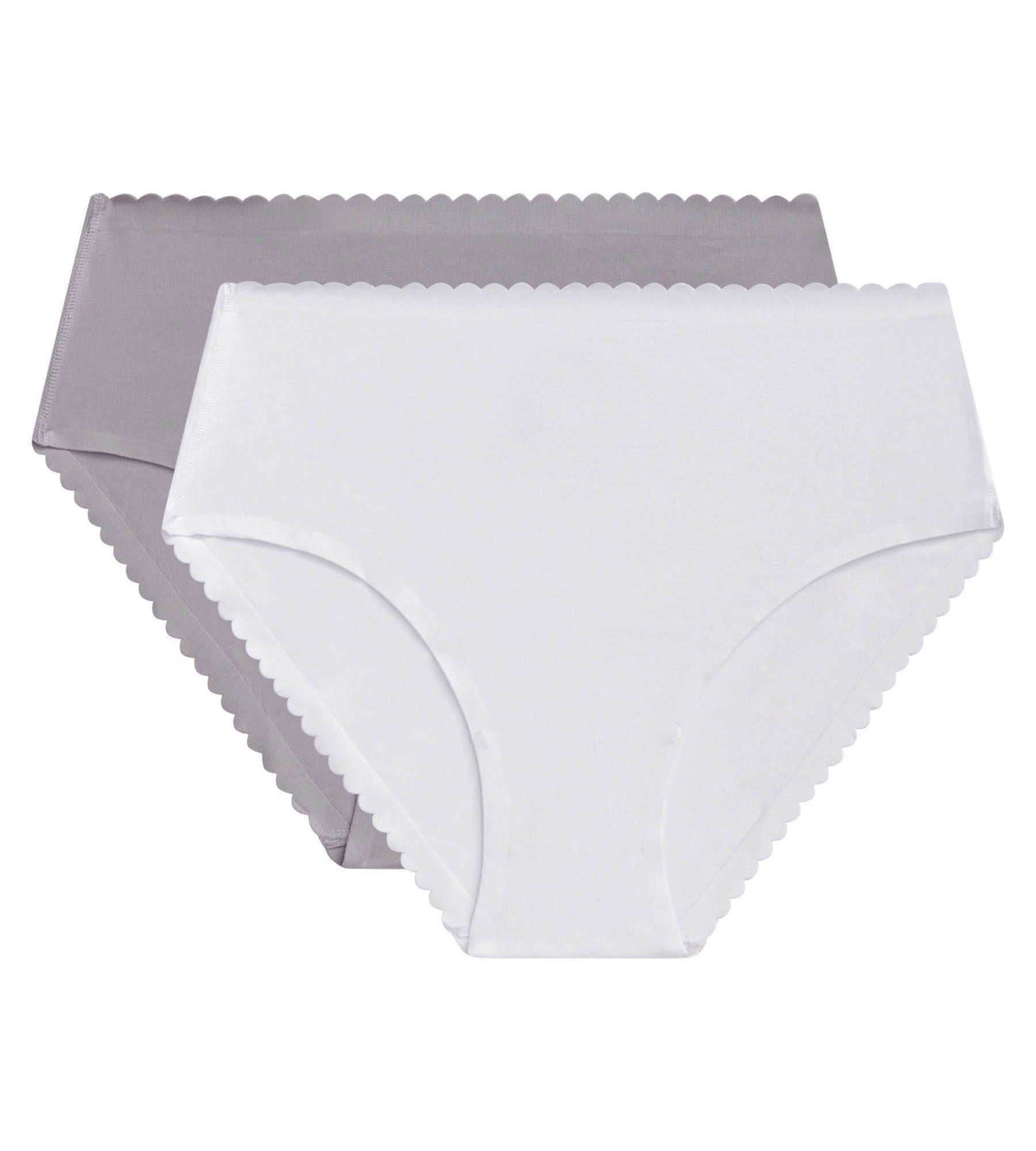 DIM Pack de 2 braguitas altas de algodón elástico Blanco y Gris Body Touch Easy