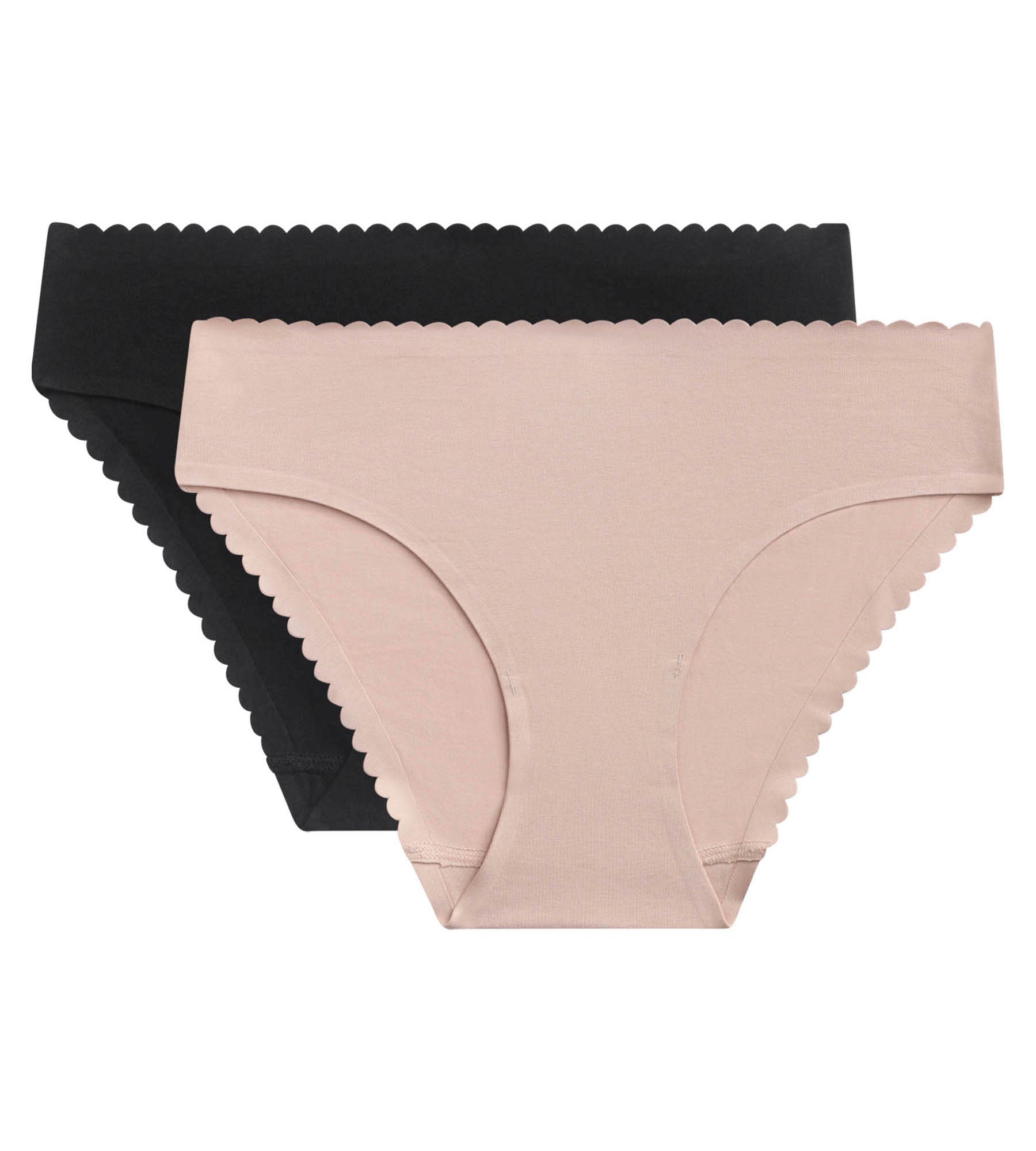DIM Pack de 2 braguitas de algodón elástico Nude y Negro Body Touch Easy