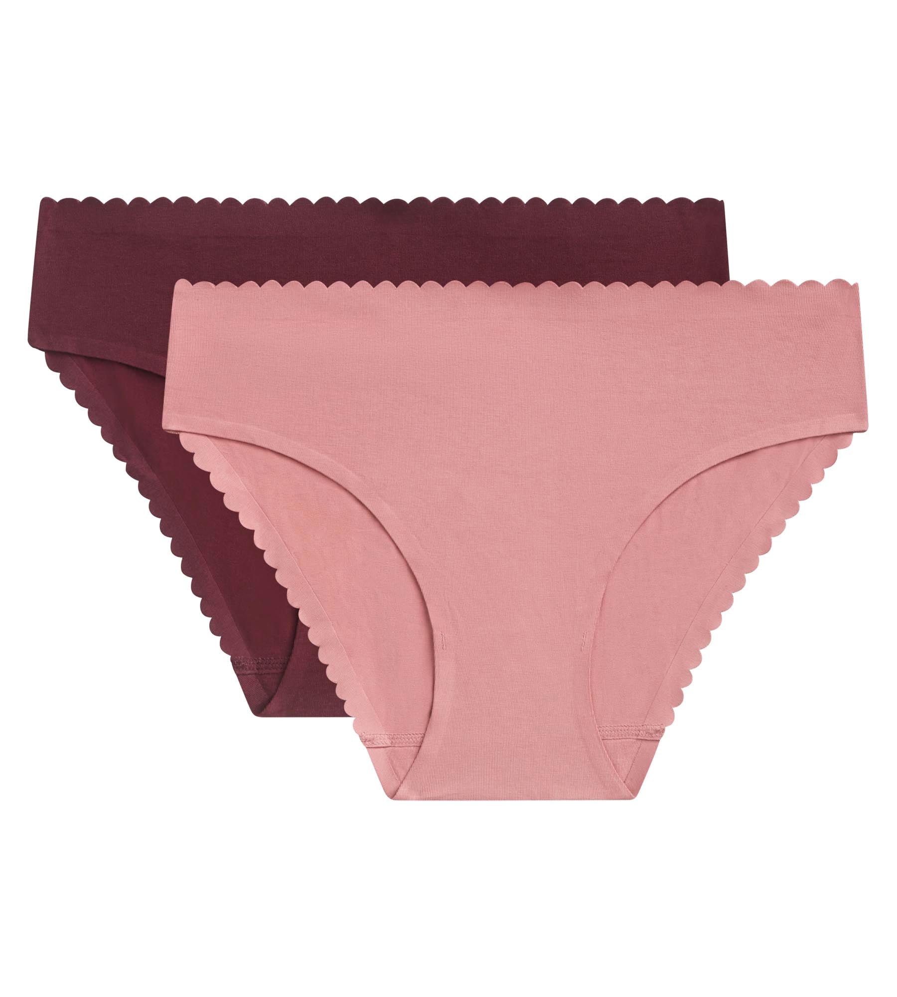 DIM Pack de 2 braguitas de mujer de algodón elástico Rosa y Burdeos Body Touch Easy