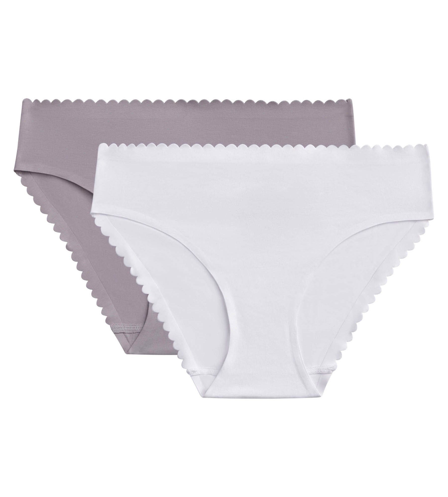 DIM Pack de 2 braguitas de mujer de algodón elástico Blanco y Gris Body Touch Easy