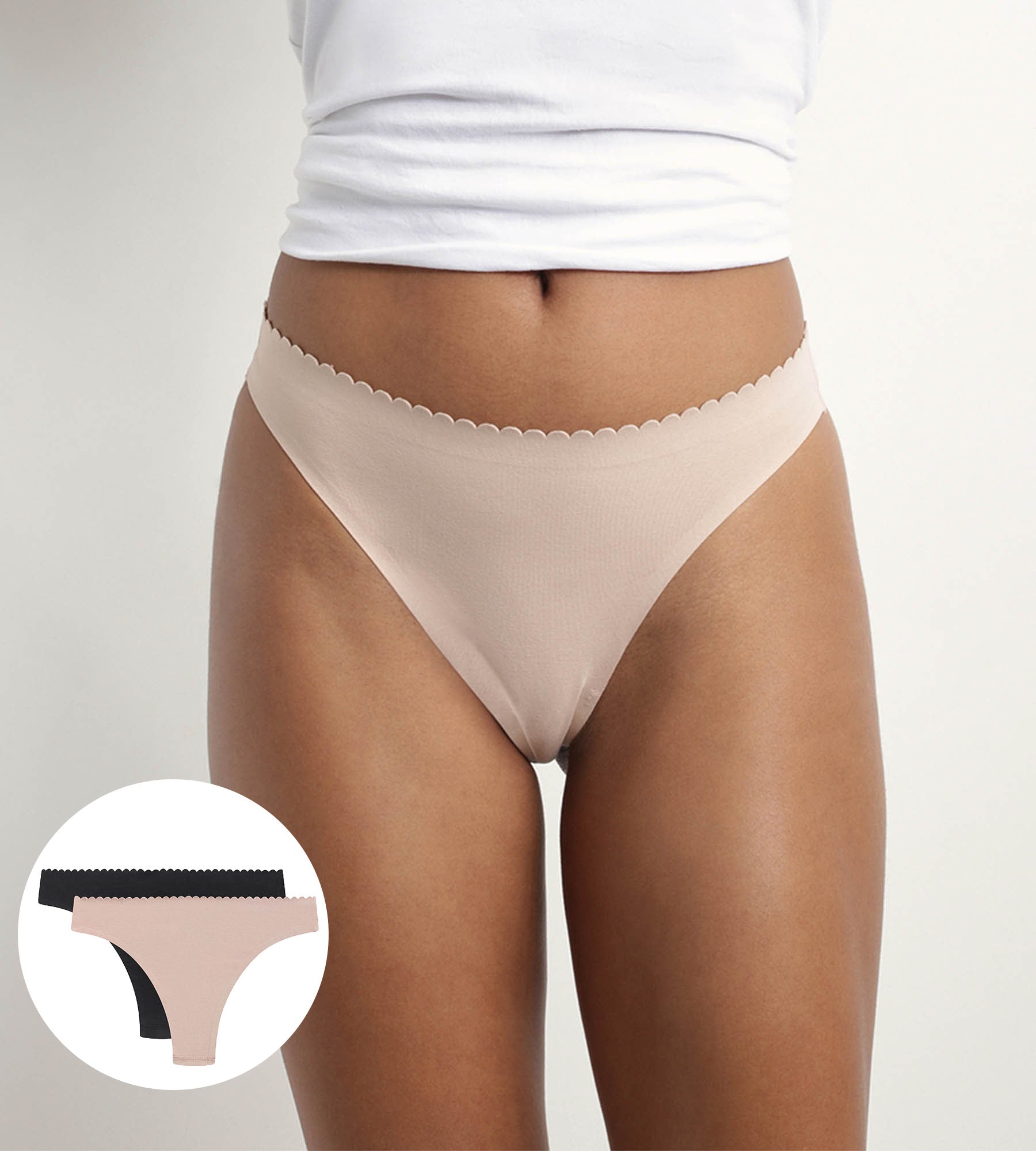DIM Pack de 2 bragas brasileñas de mujer en microfibra Nude y Negro Body Touch Easy