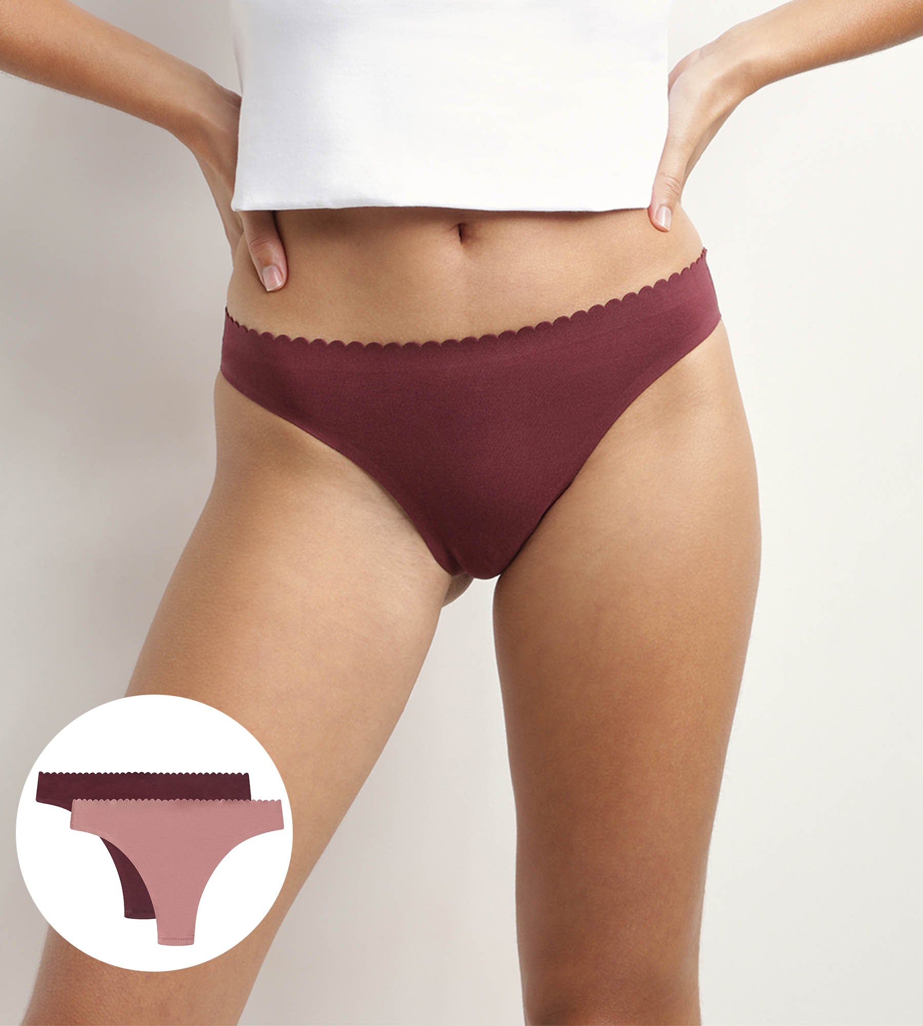 DIM Pack de 2 bragas brasileñas de microfibra Rosa y Burdeos Body Touch Easy