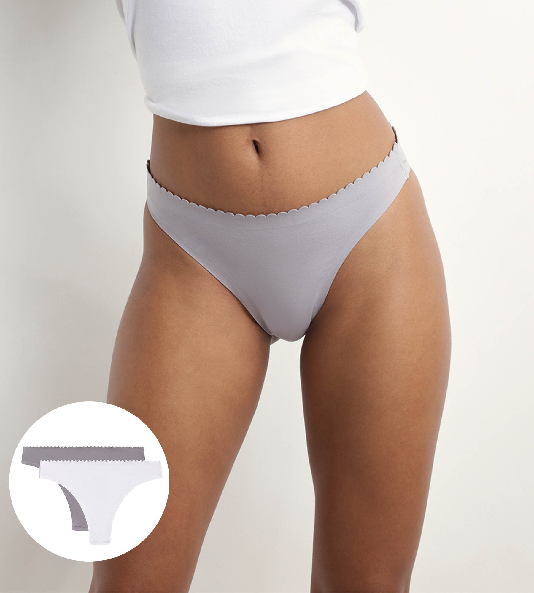 DIM Pack de 2 bragas brasileñas de mujer de microfibra Gris y Blanco Body Touch Easy