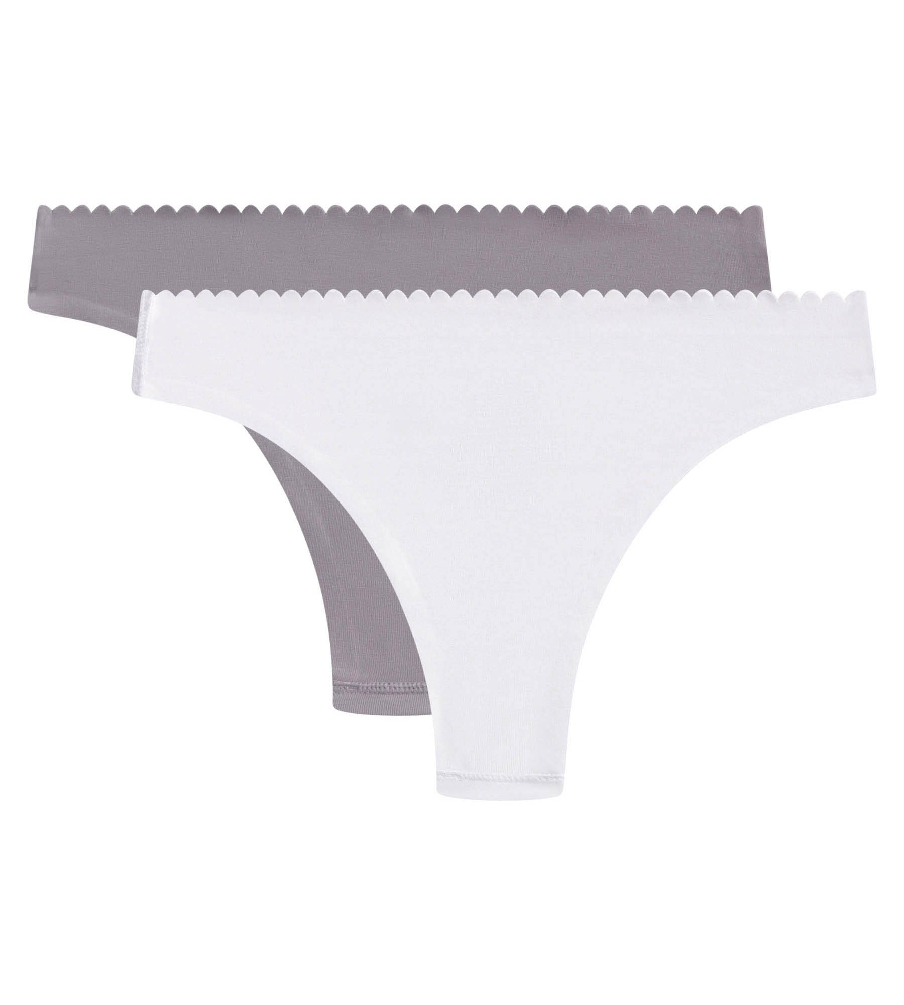 DIM Pack de 2 bragas brasileñas de mujer de microfibra Gris y Blanco Body Touch Easy