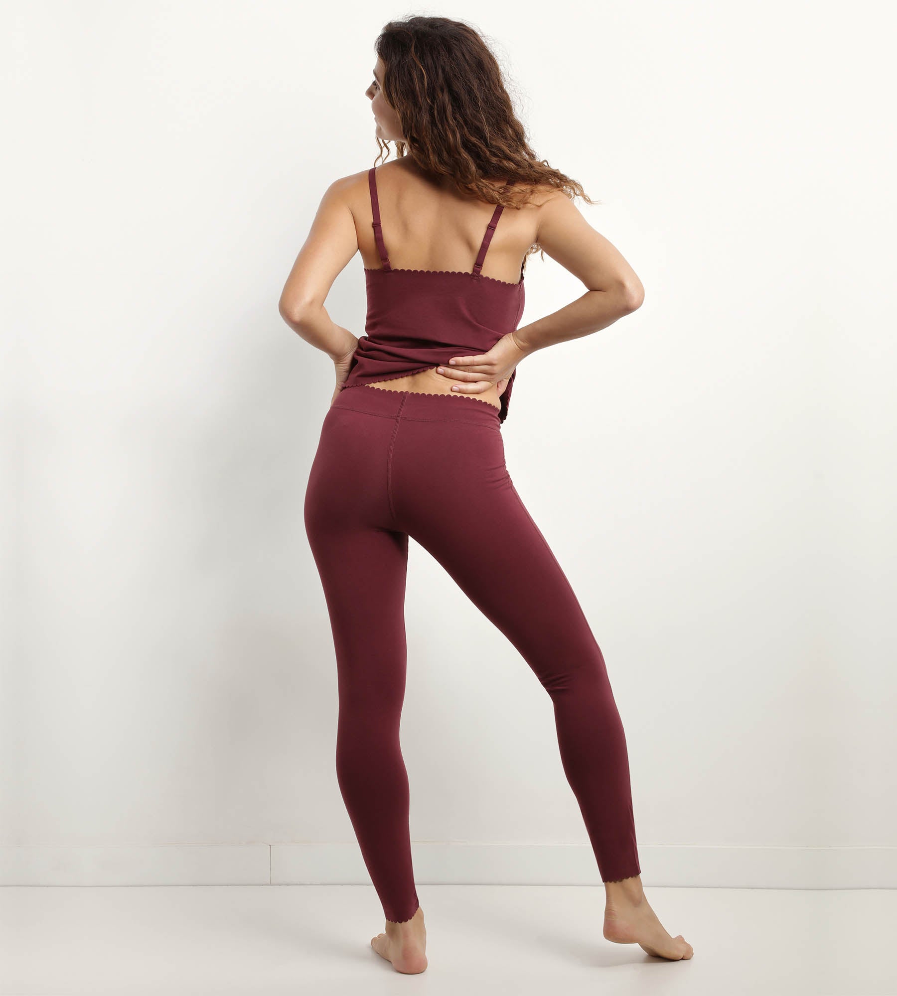 DIM Leggings de mujer opacos de algodón elástico Burdeos Body Touch Easy