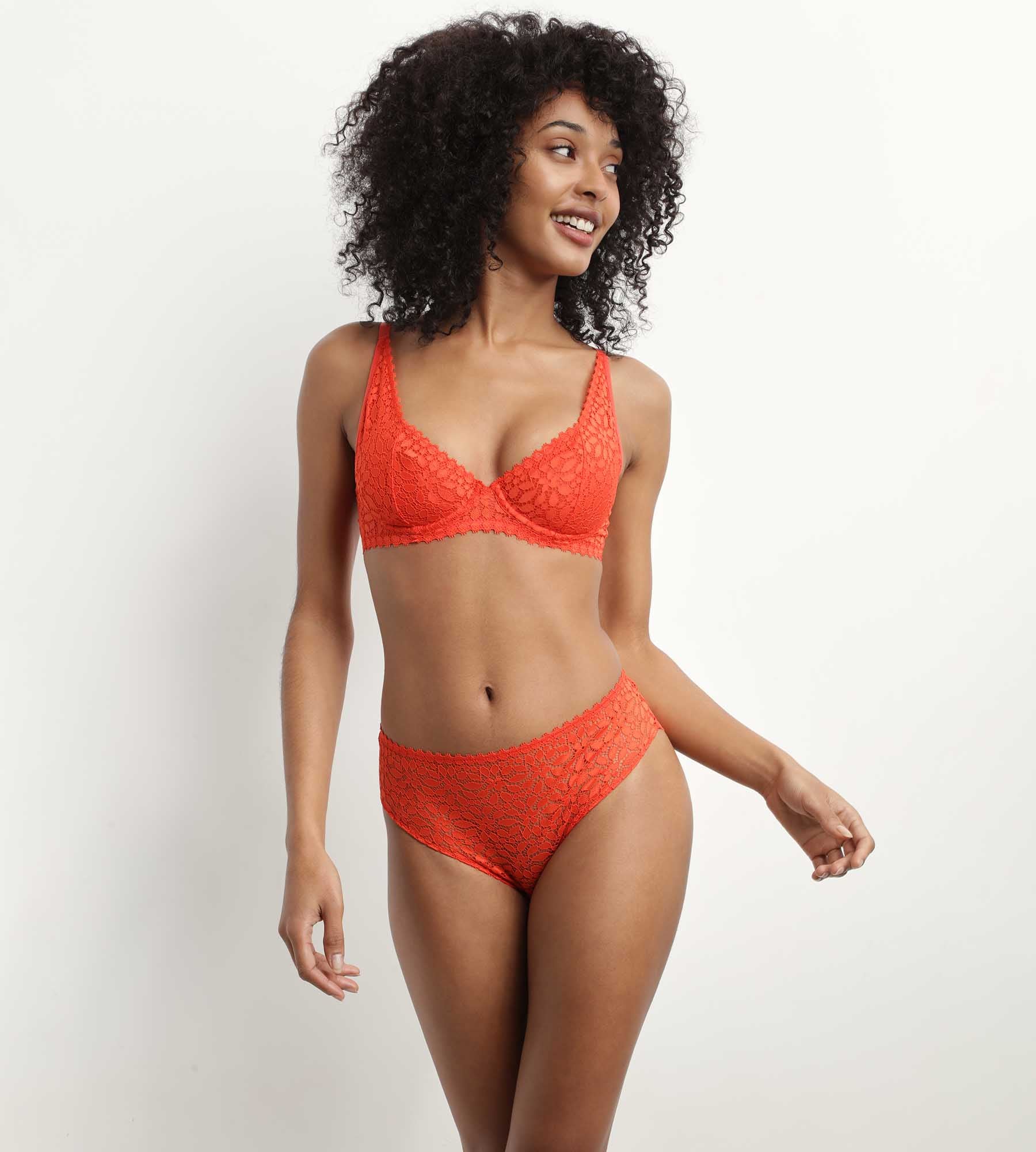 DIM Braguita de encaje floral naranja intenso Daily Dentelle