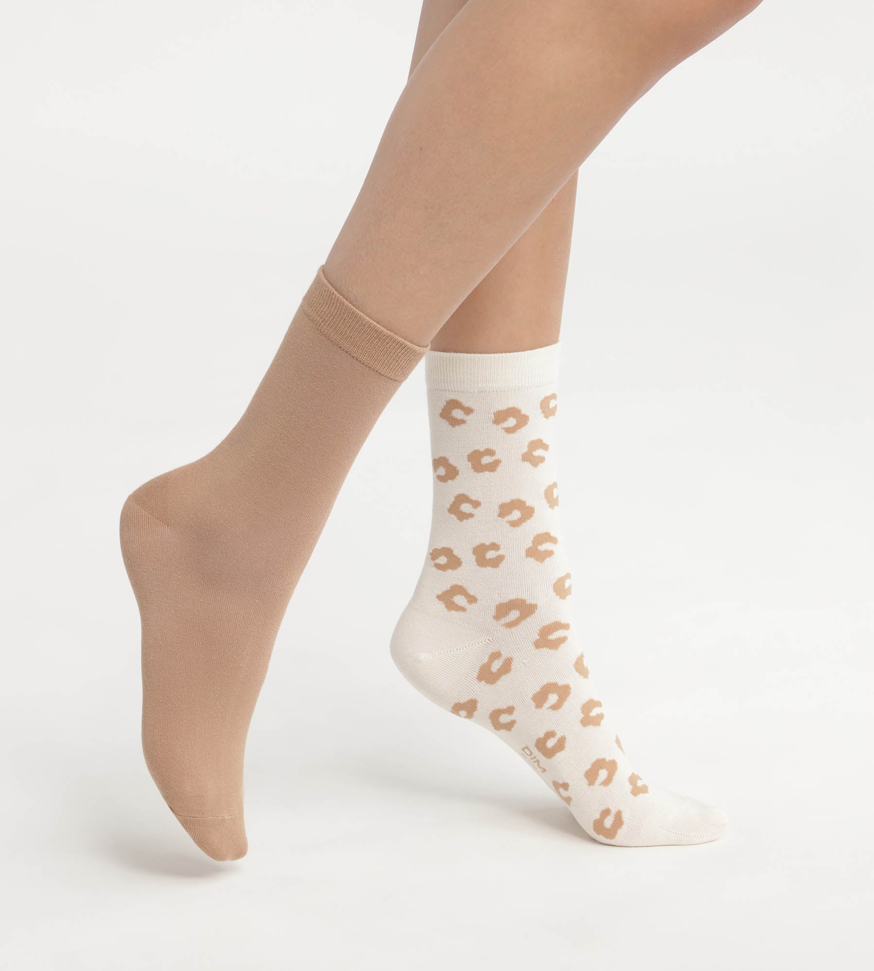 DIM Pack de 2 pares de calcetines de mujer crema estampado y terracota Dim Bambú