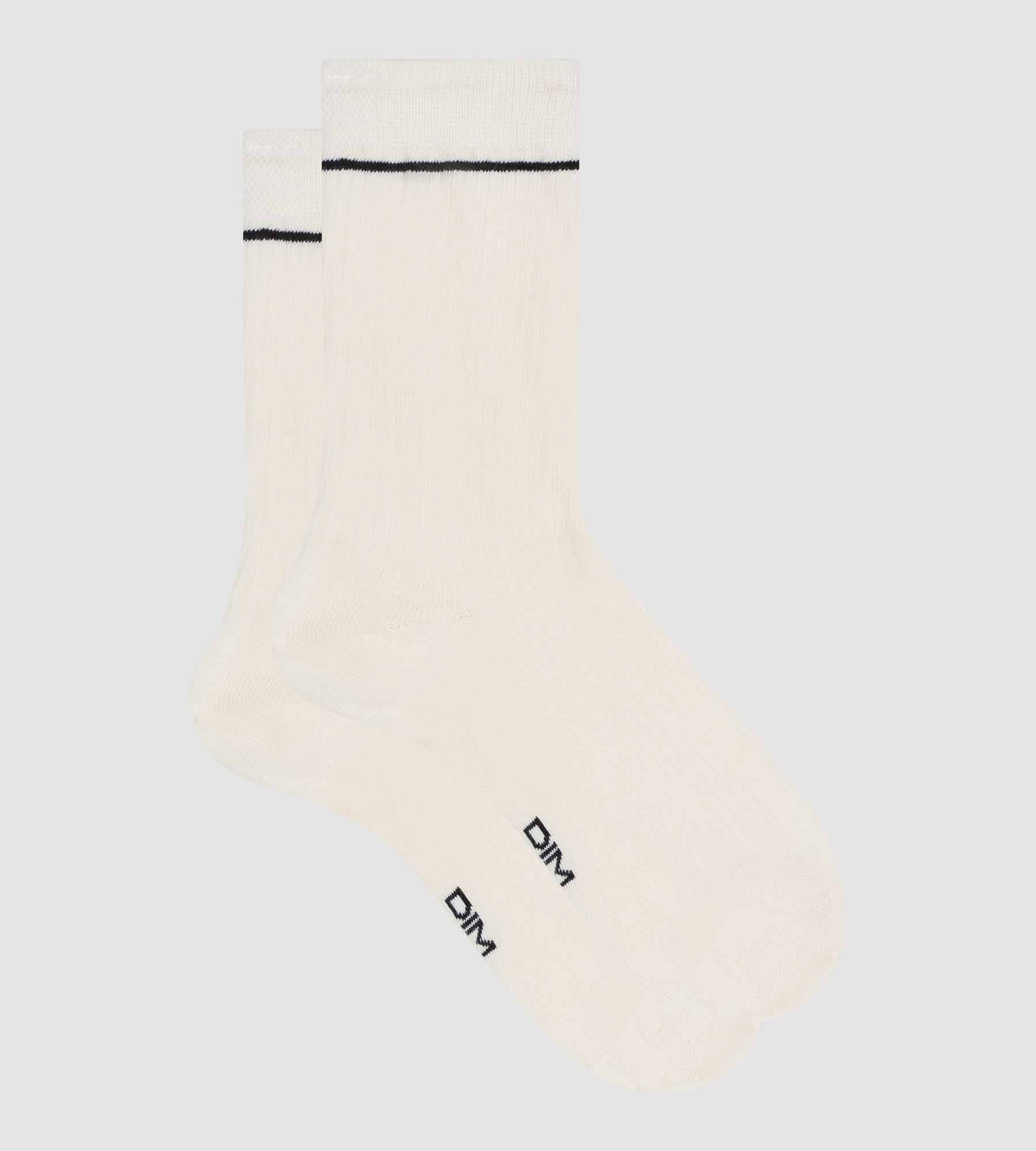 DIM Calcetines unisex de algodón modal acanalado Crema Dim Icons