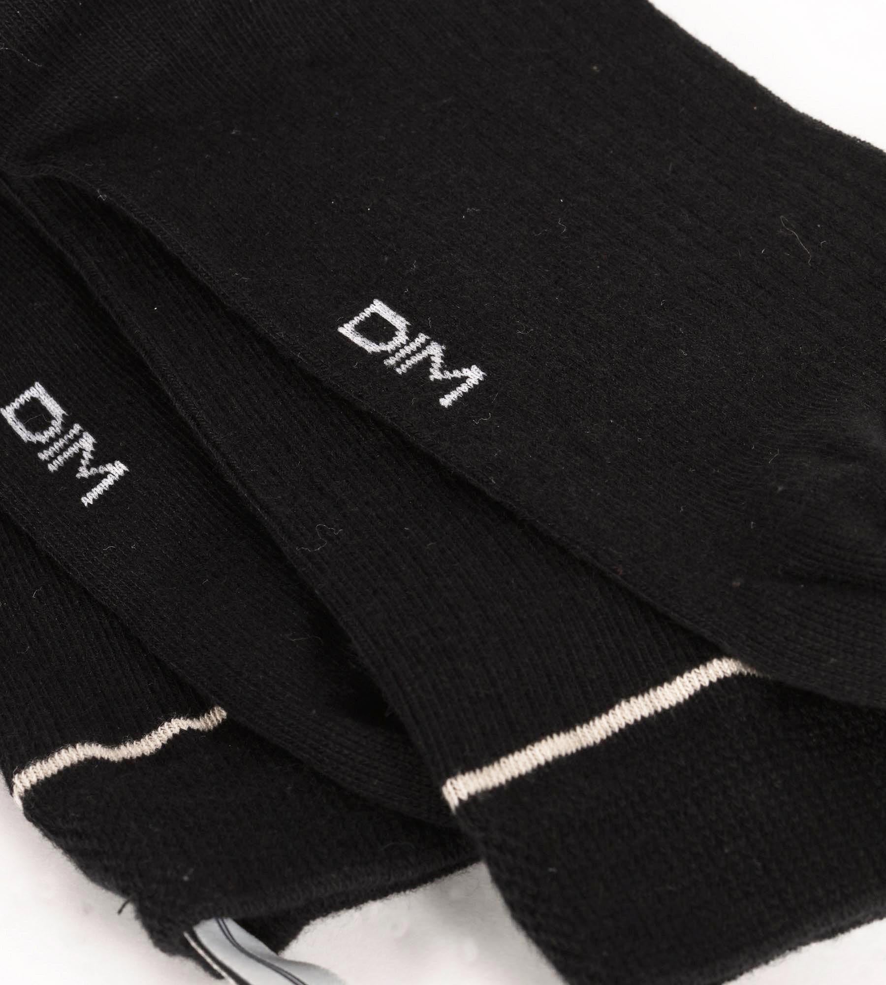 DIM Calcetines unisex de algodón acanalado negro con línea crema Iconos Dim