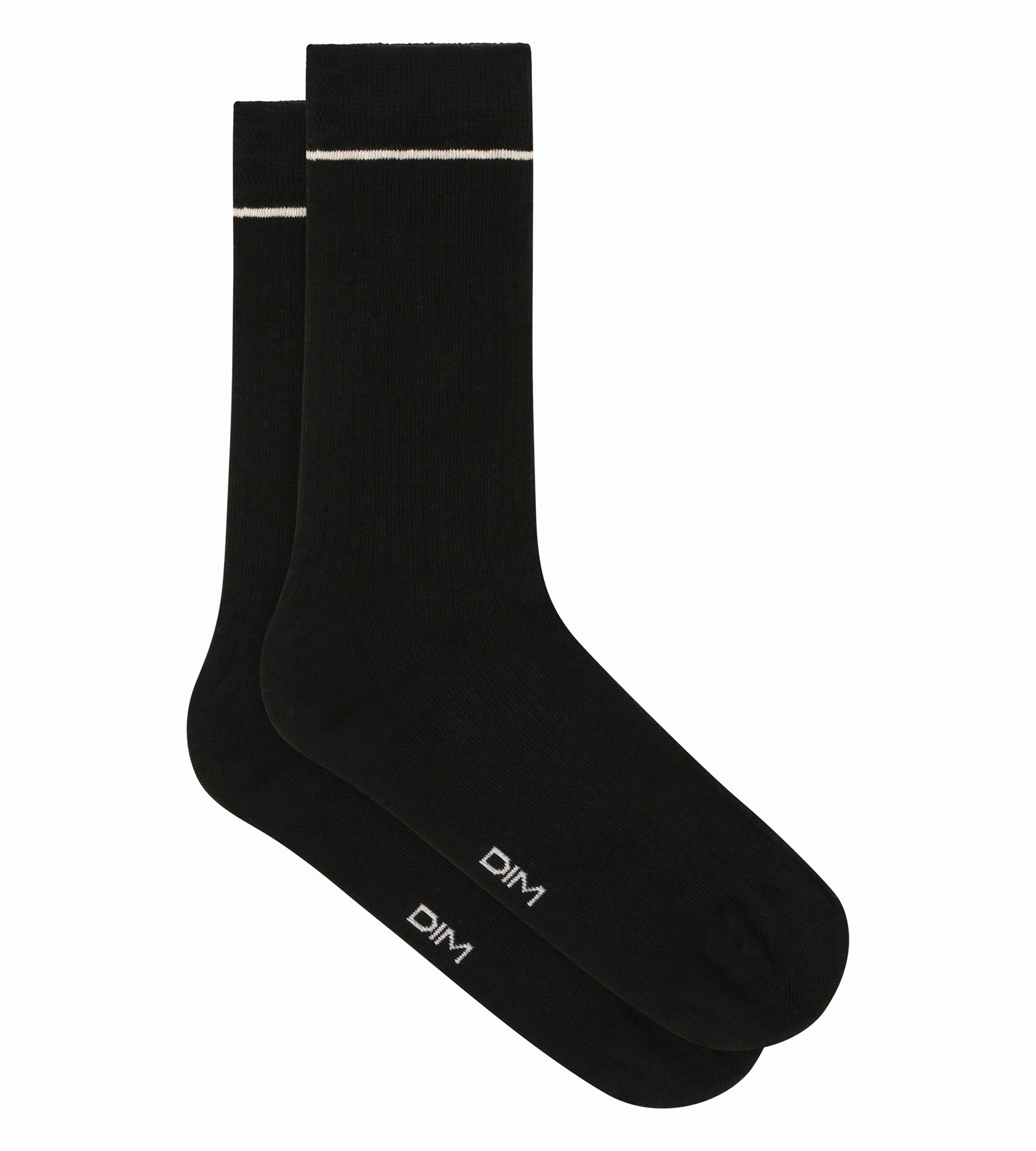 DIM Calcetines unisex de algodón acanalado negro con línea crema Iconos Dim