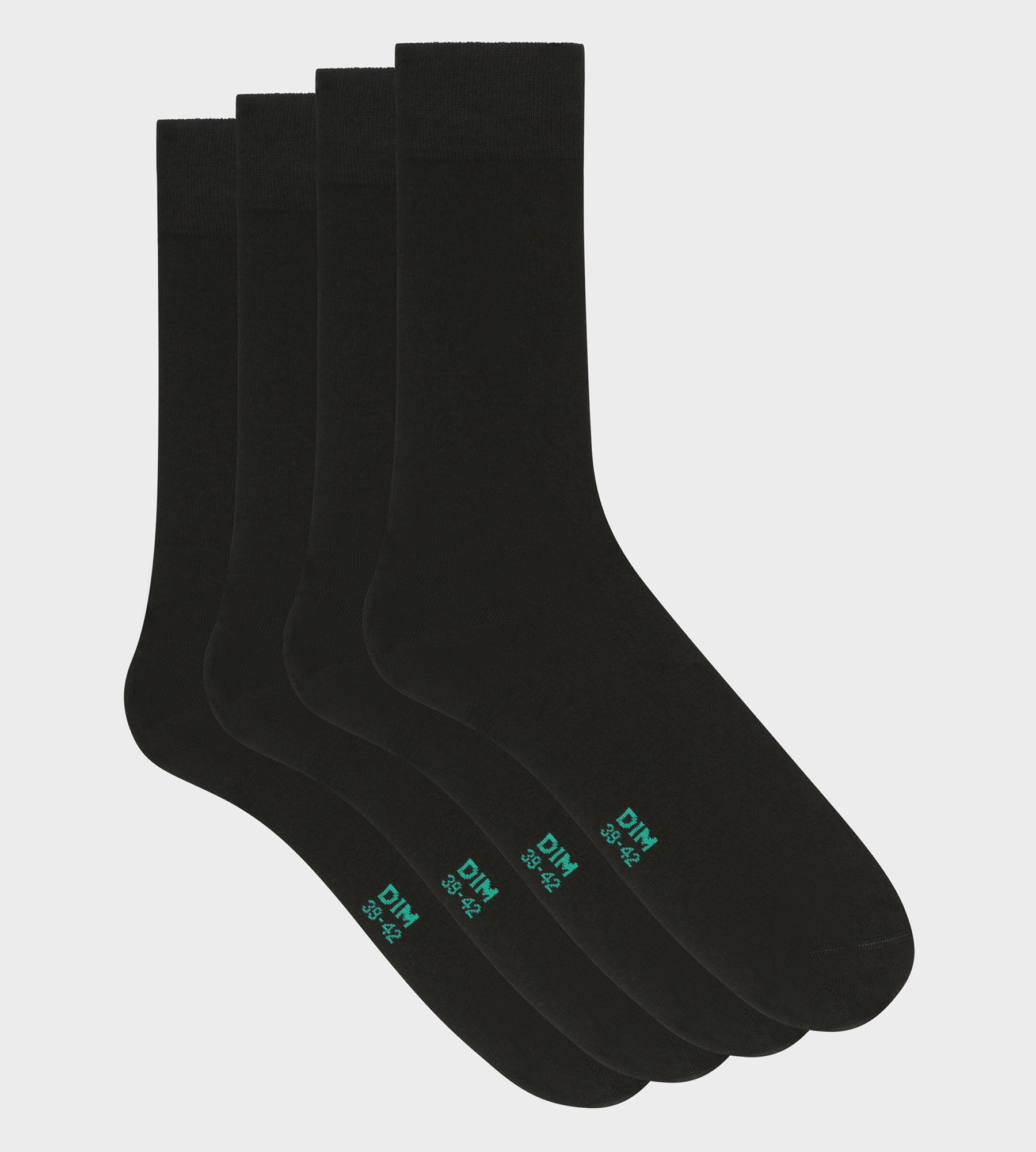 DIM Pack de 2 pares de calcetines altos para hombre de algodón orgánico Negro Dim Good