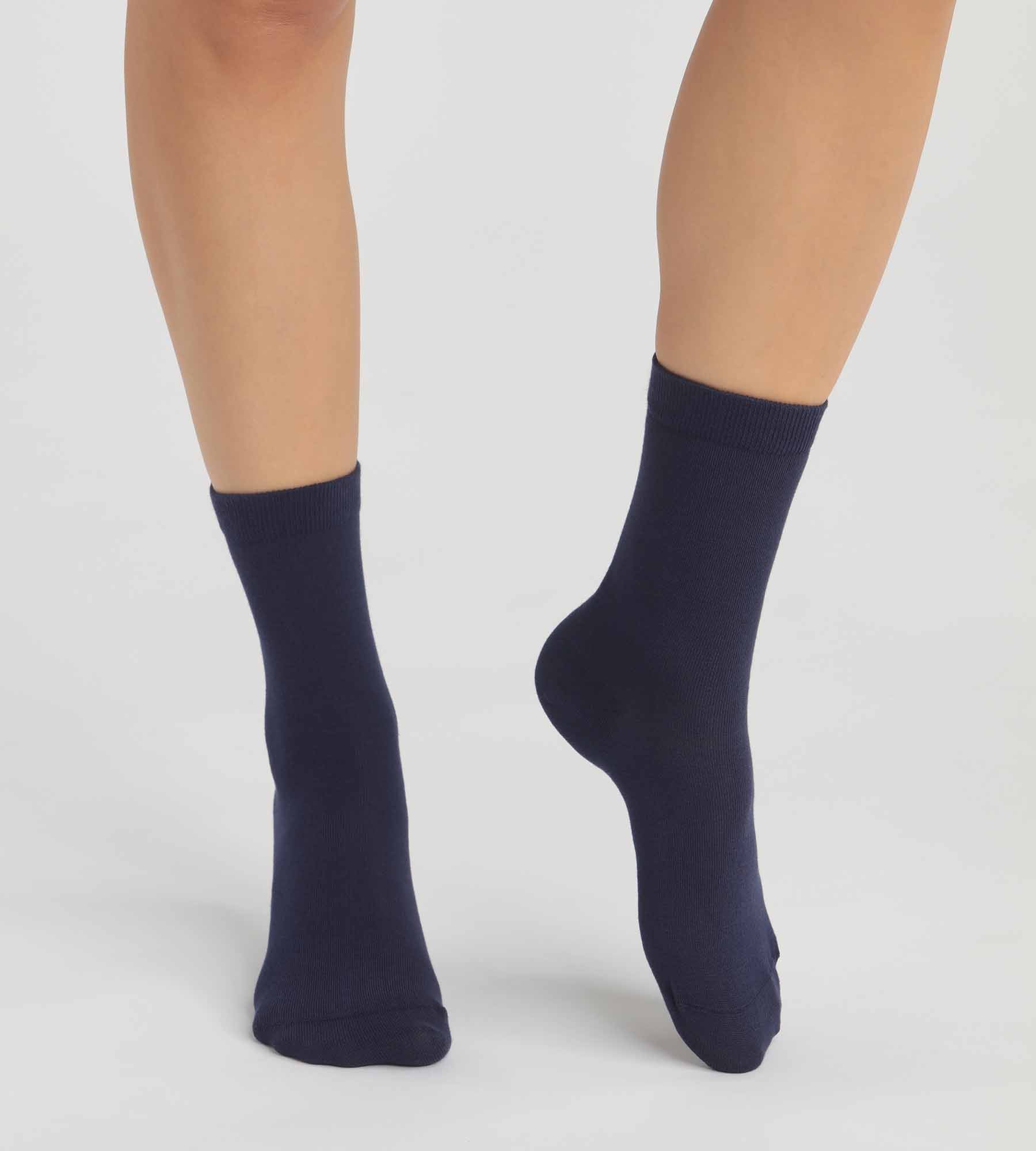 DIM Pack de 2 pares de calcetines de mujer de algodón orgánico Azul Marino Dim Good