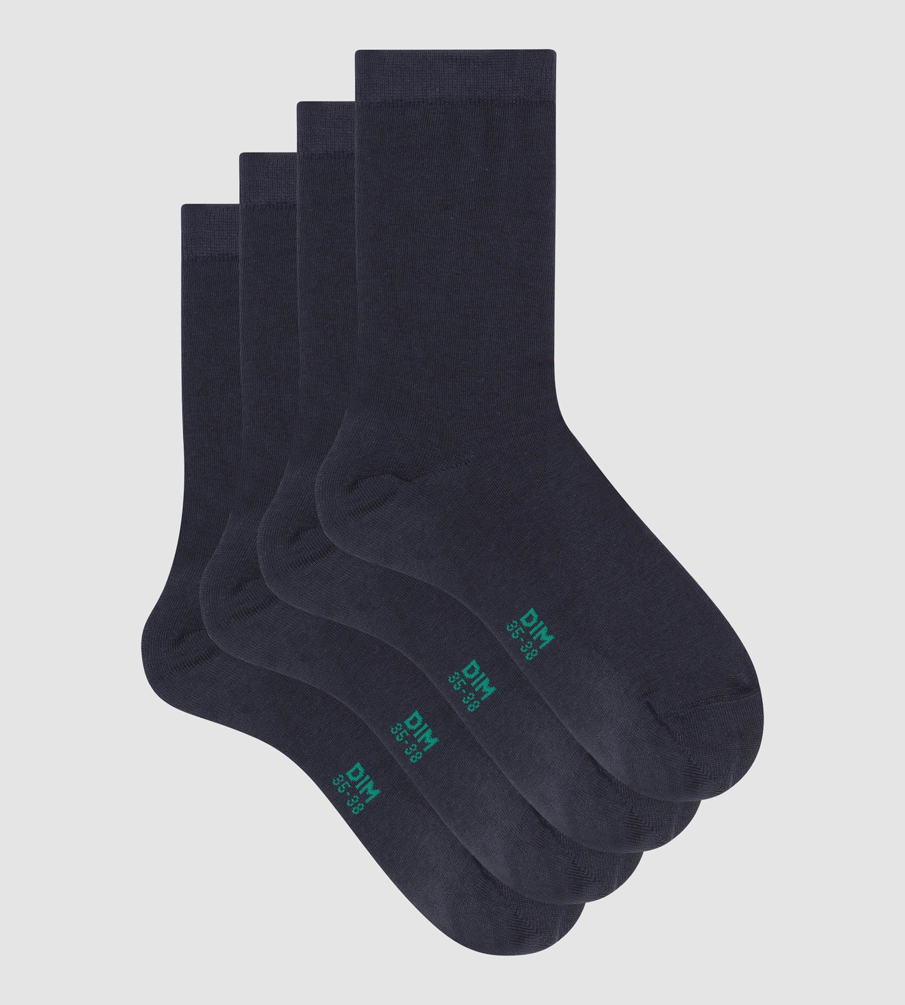 DIM Pack de 2 pares de calcetines de mujer de algodón orgánico Azul Marino Dim Good
