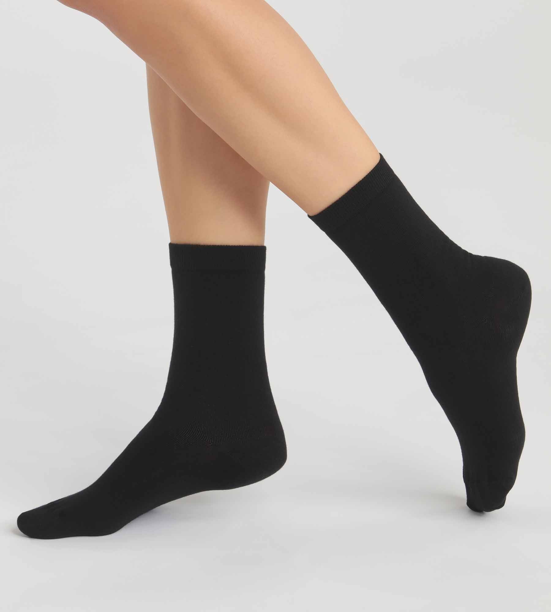 DIM Pack de 2 pares de calcetines de mujer de algodón orgánico Negro Dim Good