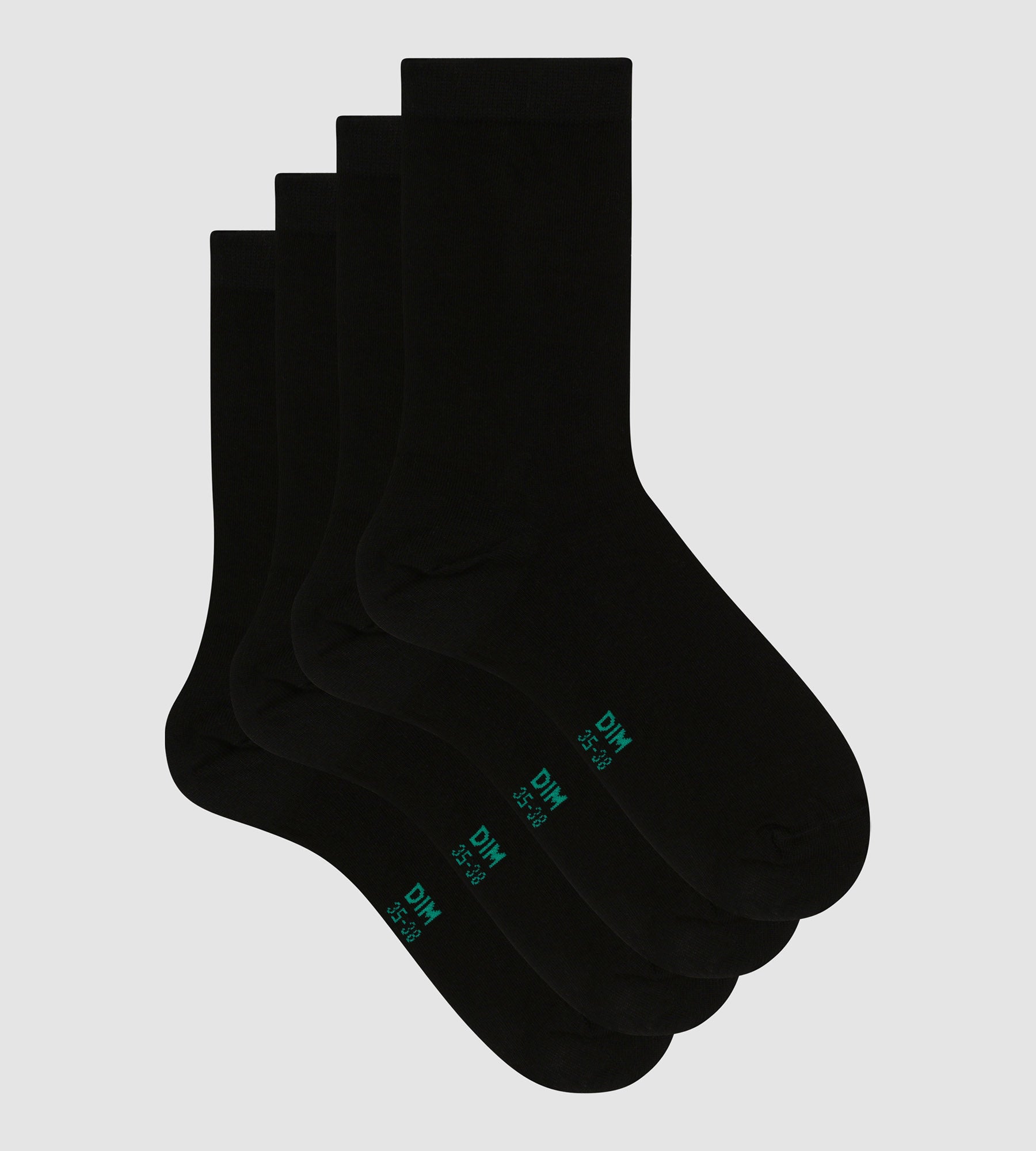 DIM Pack de 2 pares de calcetines de mujer de algodón orgánico Negro Dim Good