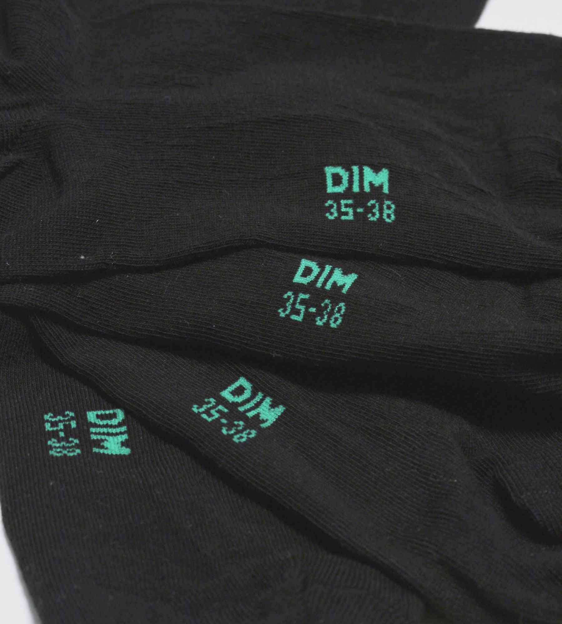 DIM Pack de 2 pares de calcetines de mujer de algodón orgánico Negro Dim Good