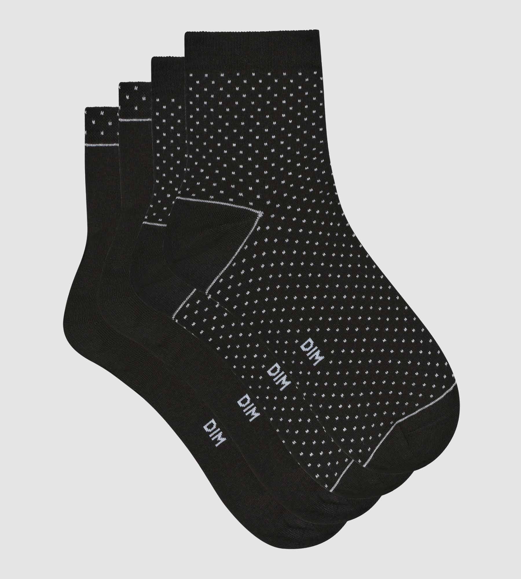 DIM Pack de 2 pares de calcetines de mujer de algodón orgánico con lunares Negro Dim Good