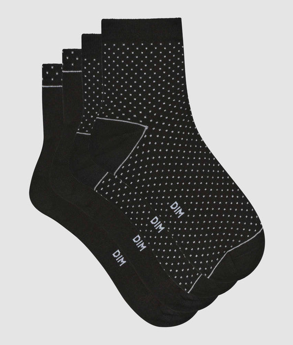 DIM Pack de 2 pares de calcetines de mujer de algodón orgánico con lunares Negro Dim Good