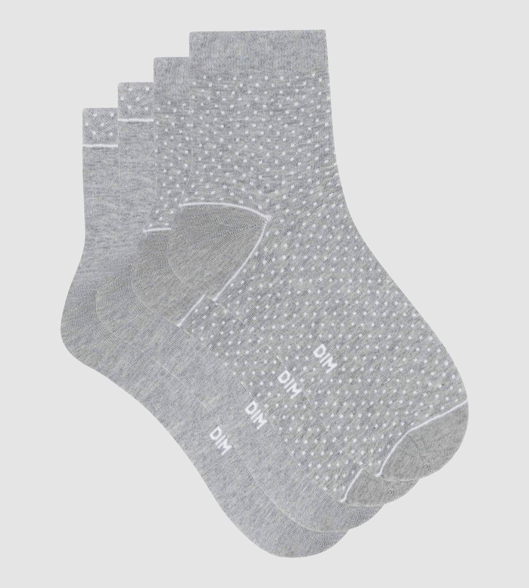 DIM Pack de 2 pares de calcetines de mujer de algodón orgánico con lunares Gris Dim Good
