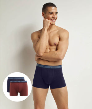 Pack de 2 bóxers de hombre de algodón orgánico Rojo y Azul Dim Good