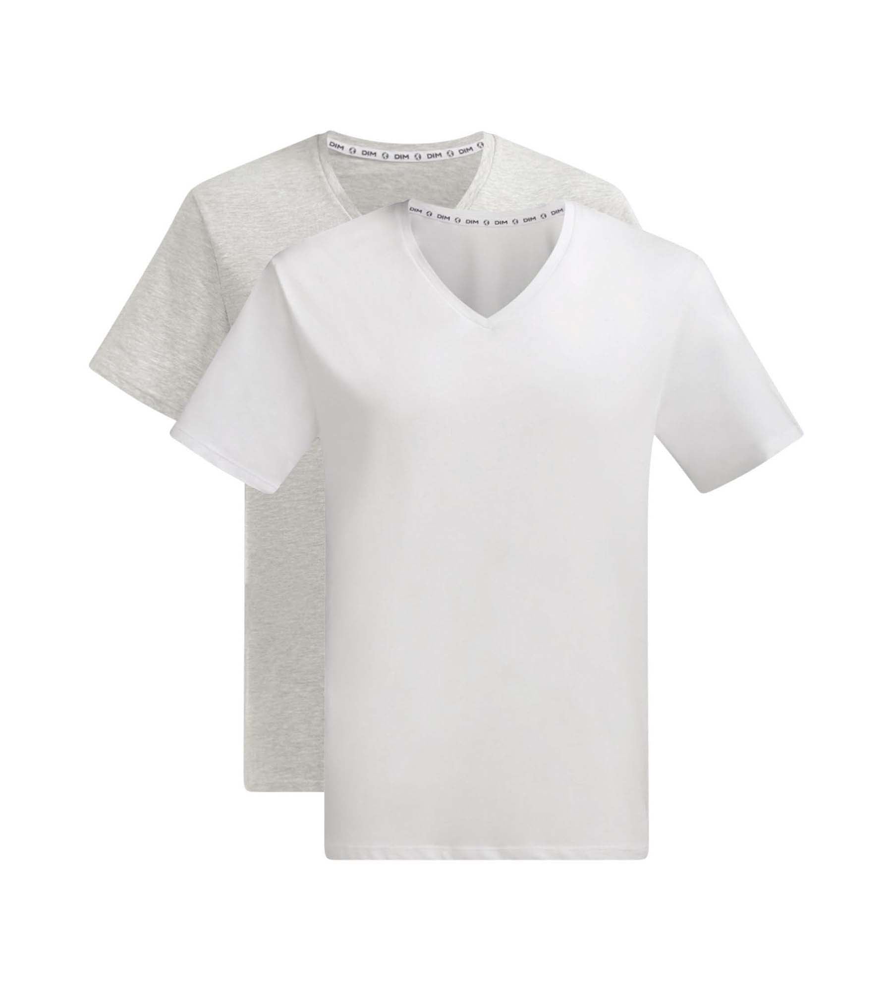 DIM Pack de 2 camisetas de hombre de manga corta de algodón orgánico Blanco y Gris Dim Good