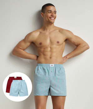 Pack de 2 calzoncillos de hombre de algodón orgánico estampado Menta y Rojo Dim Good