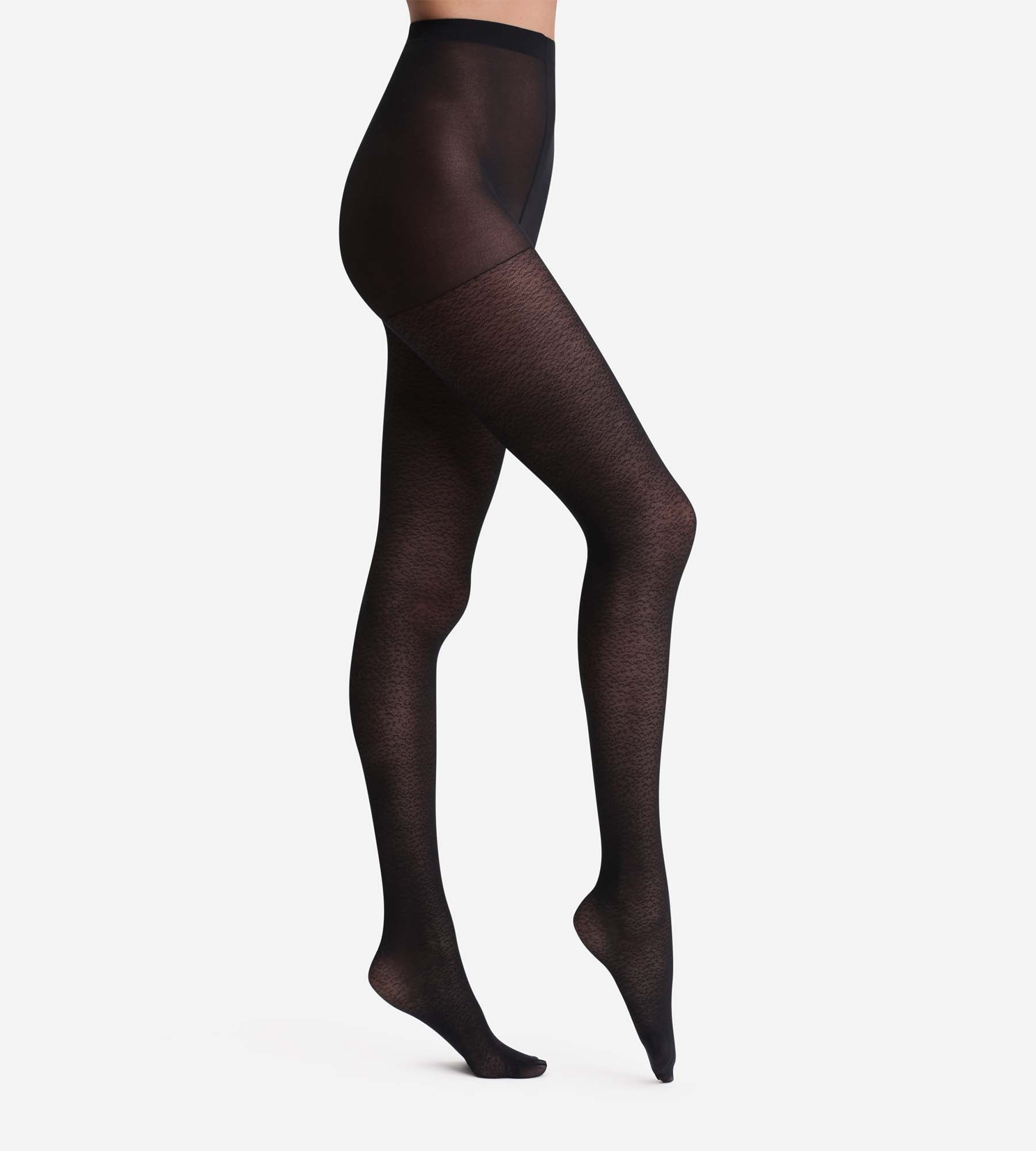 DIM Pantis negras con estampado de leopardo Dim Style