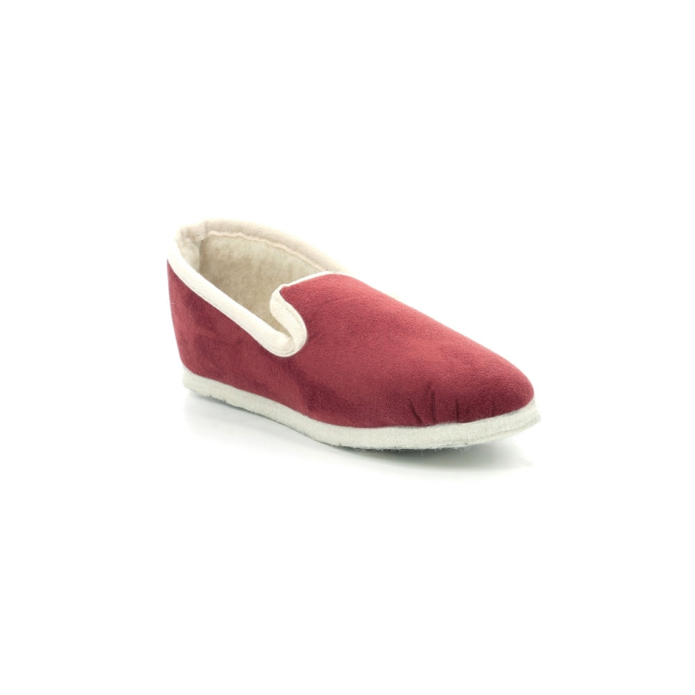 DIM Zapatillas de casa de mujer en rojo oscuro y blanco roto