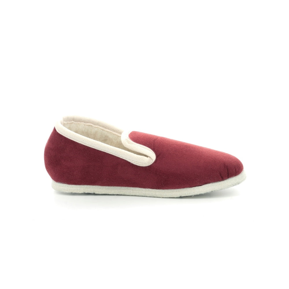 DIM Zapatillas de casa de mujer en rojo oscuro y blanco roto