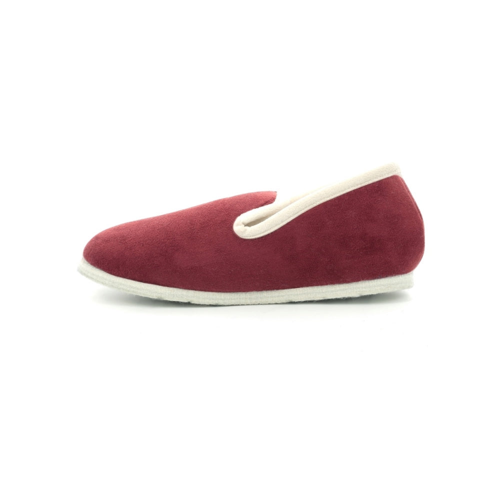 DIM Zapatillas de casa de mujer en rojo oscuro y blanco roto
