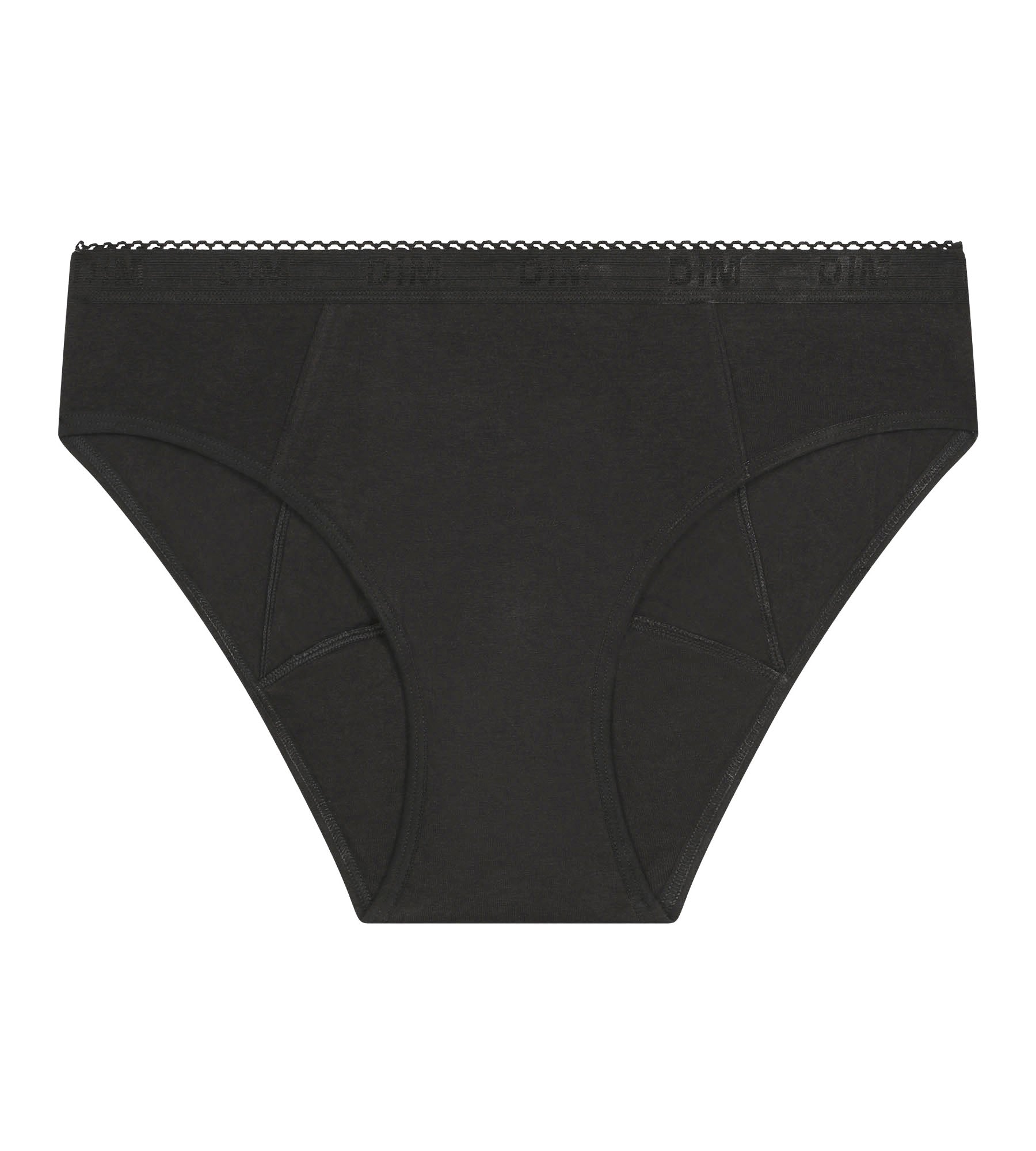 DIM Pantalones menstruales lavables de algodón orgánico Negro Flujo muy abundante Dim Protect