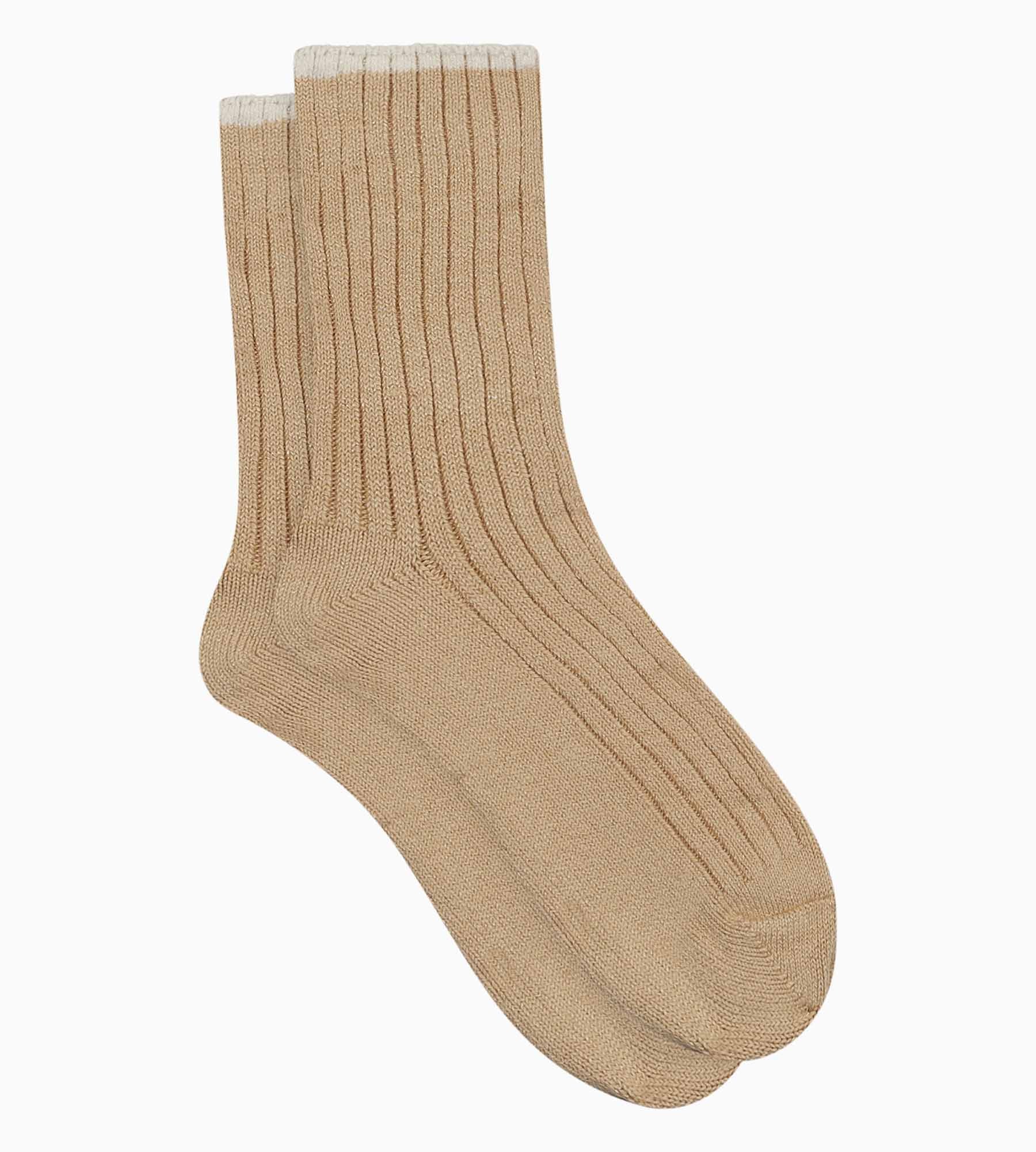 DIM Calcetines de mujer de punto liso de canalé beis Dim Bambú