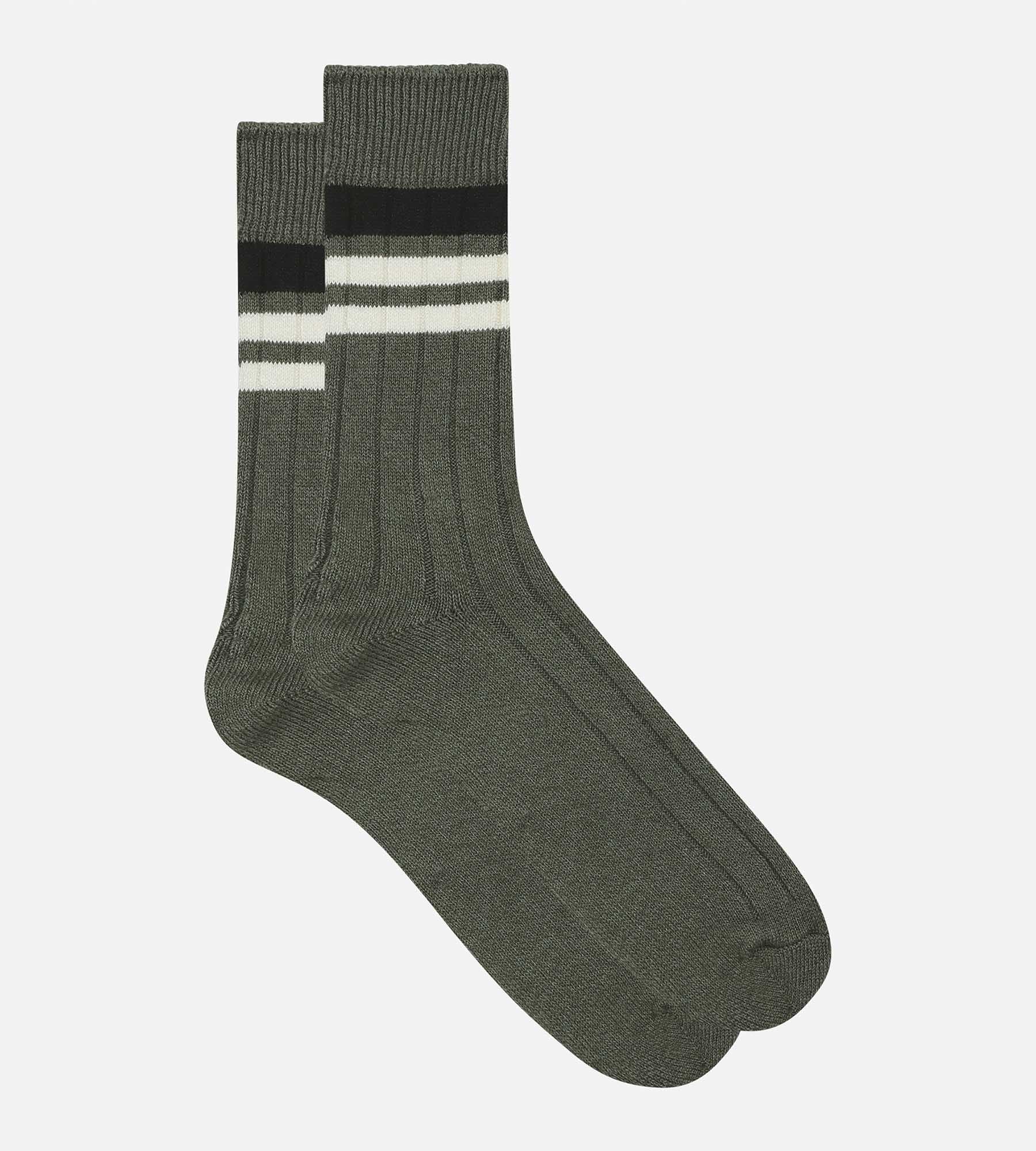 DIM Calcetines de bambú a rayas oliva para hombre