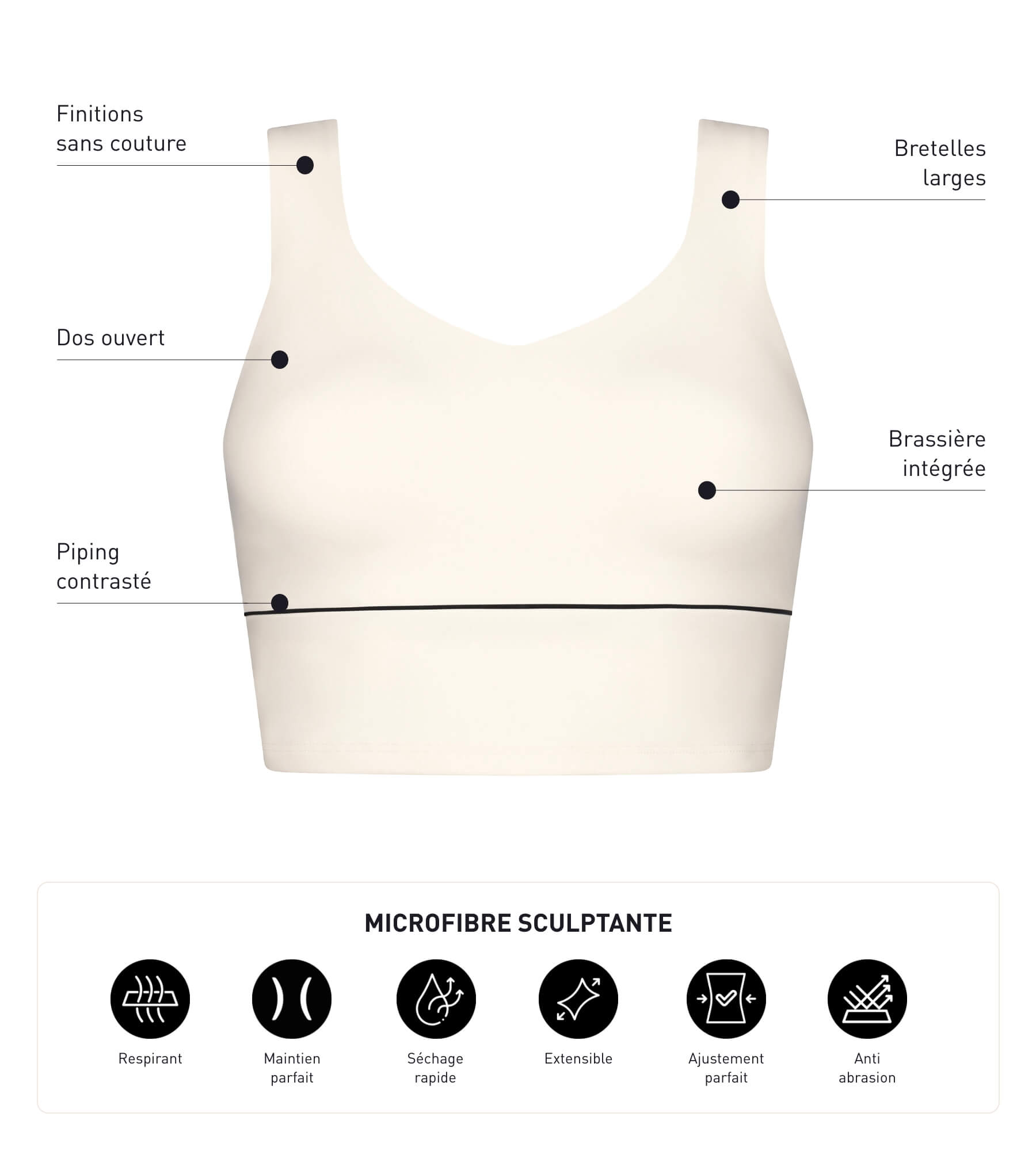 DIM Bralette largo moldeador de microfibra crudo Dim Move