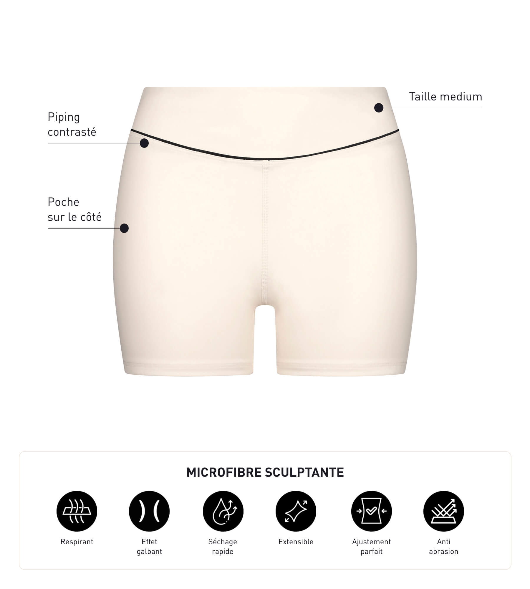 DIM Culotte deportivo de mujer en microfibra moldeadora color crudo Dim Move