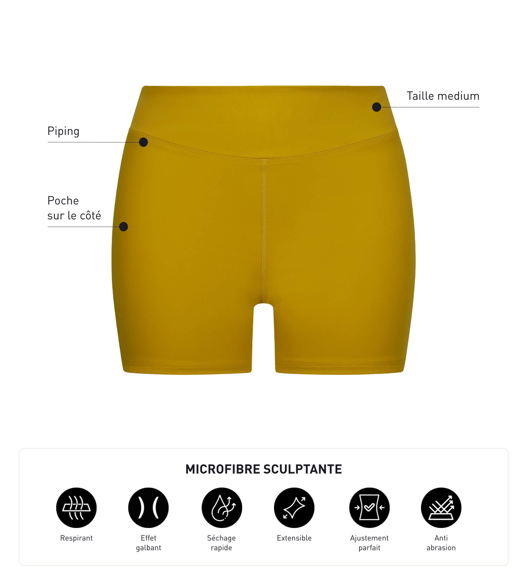 DIM Culotte deportivo de mujer en microfibra moldeadora verde oliva de Dim Move