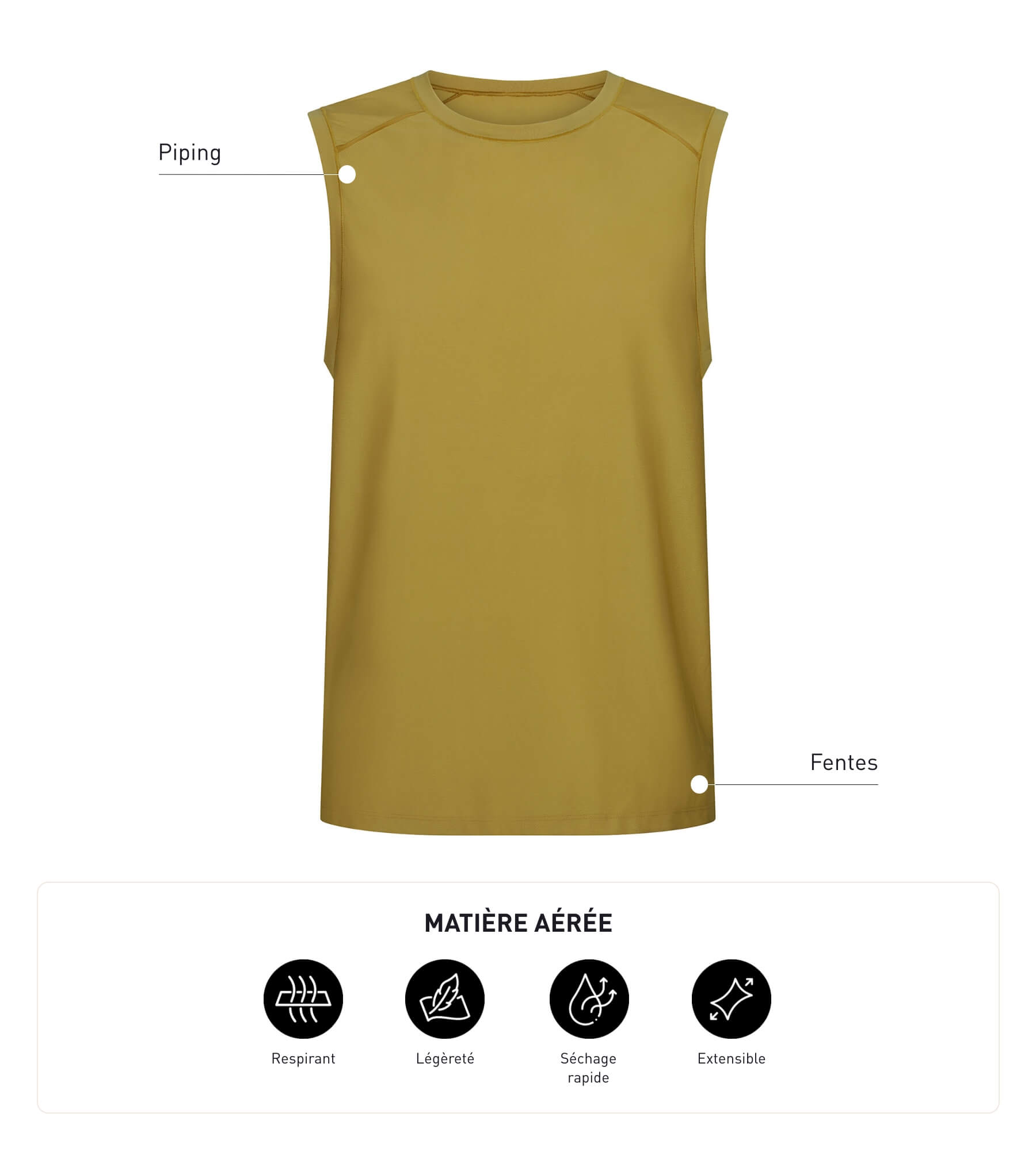 DIM Camiseta deportiva sin mangas para hombre en tejido vaporoso oliva Dim Move