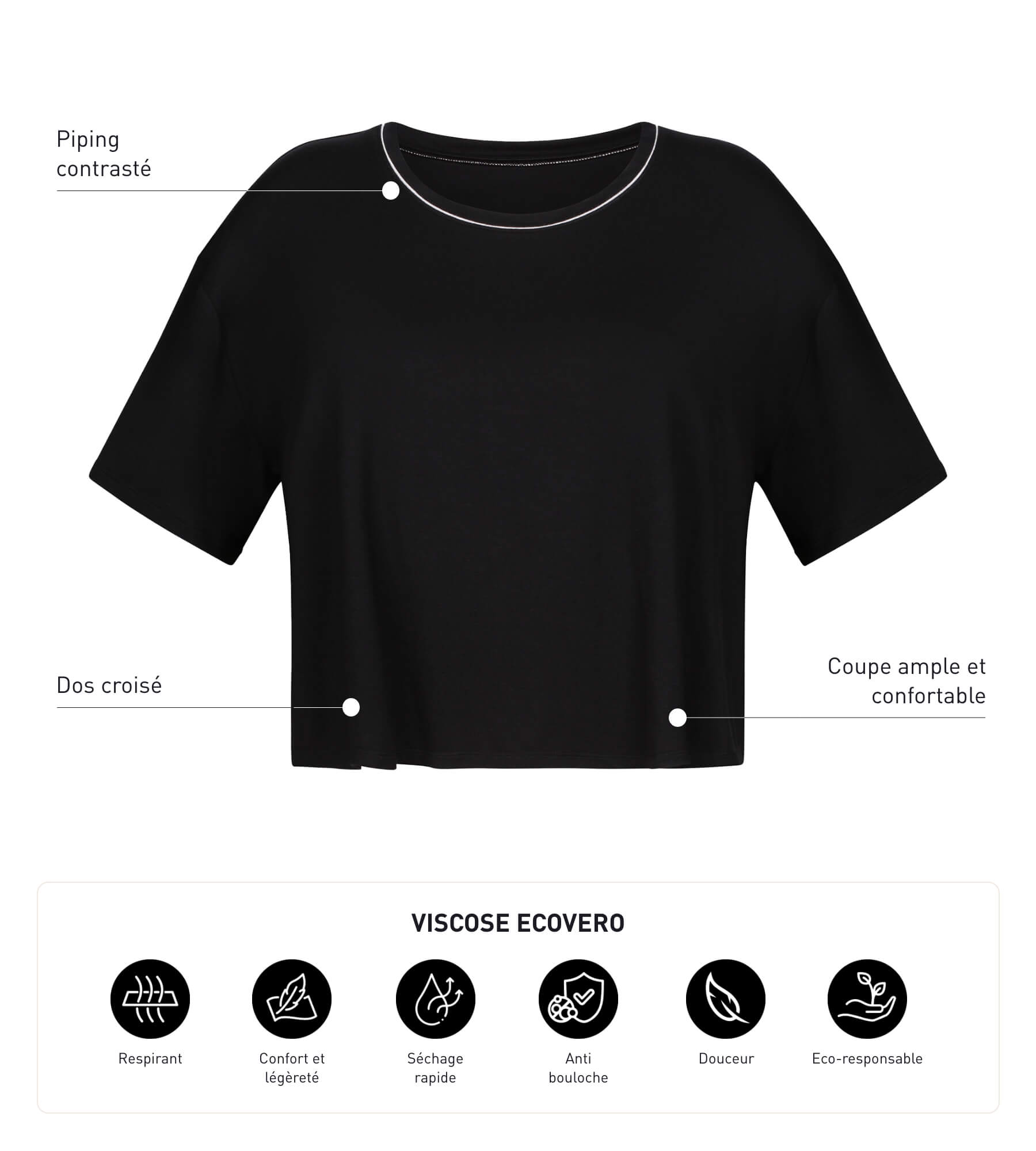 DIM Camiseta deportiva de mujer en viscosa negra con espalda abierta Dim Move
