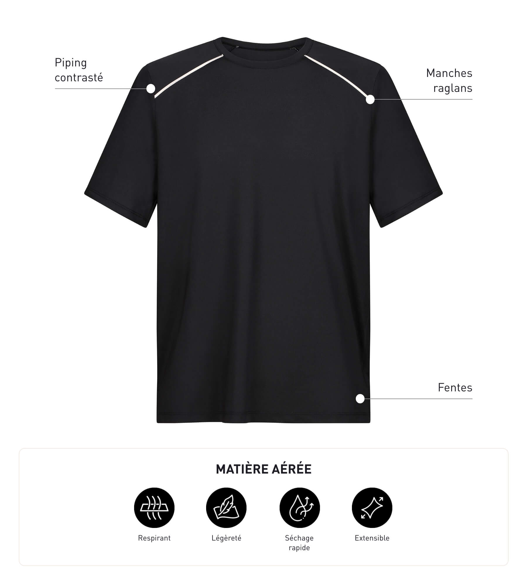 DIM Camiseta deportiva de hombre en tejido vaporoso negro Dim Move