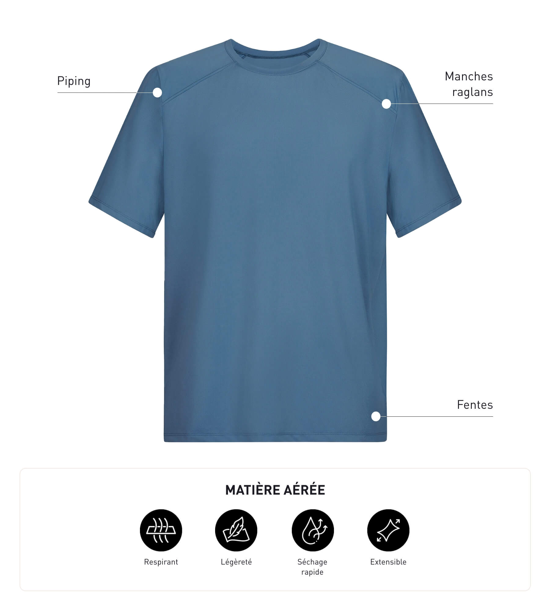 DIM Camiseta deportiva de hombre en tejido técnico azul Dim Move