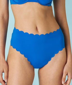 Braguita de bikini de talle alto Scallop en microfibra azul eléctrico