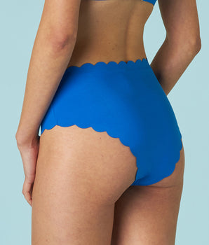 Braguita de bikini de talle alto Scallop en microfibra azul eléctrico