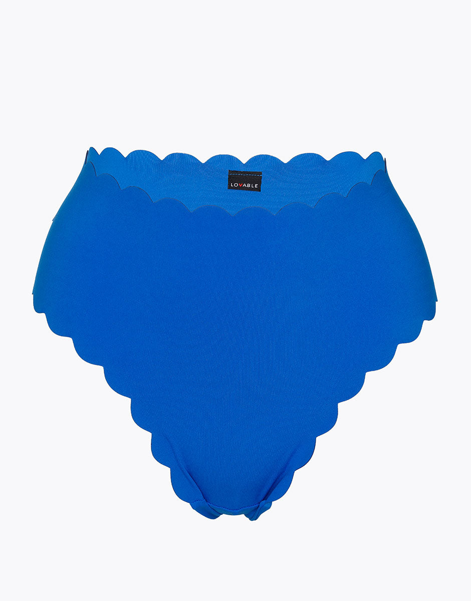 DIM Braguita de bikini de talle alto Scallop en microfibra azul eléctrico