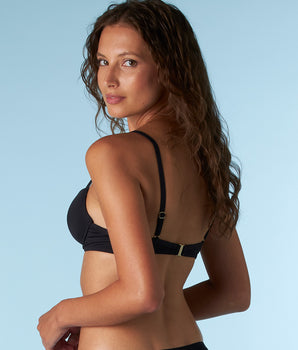 Top de bikini con aros y relleno Essential Micro en microfibra negra