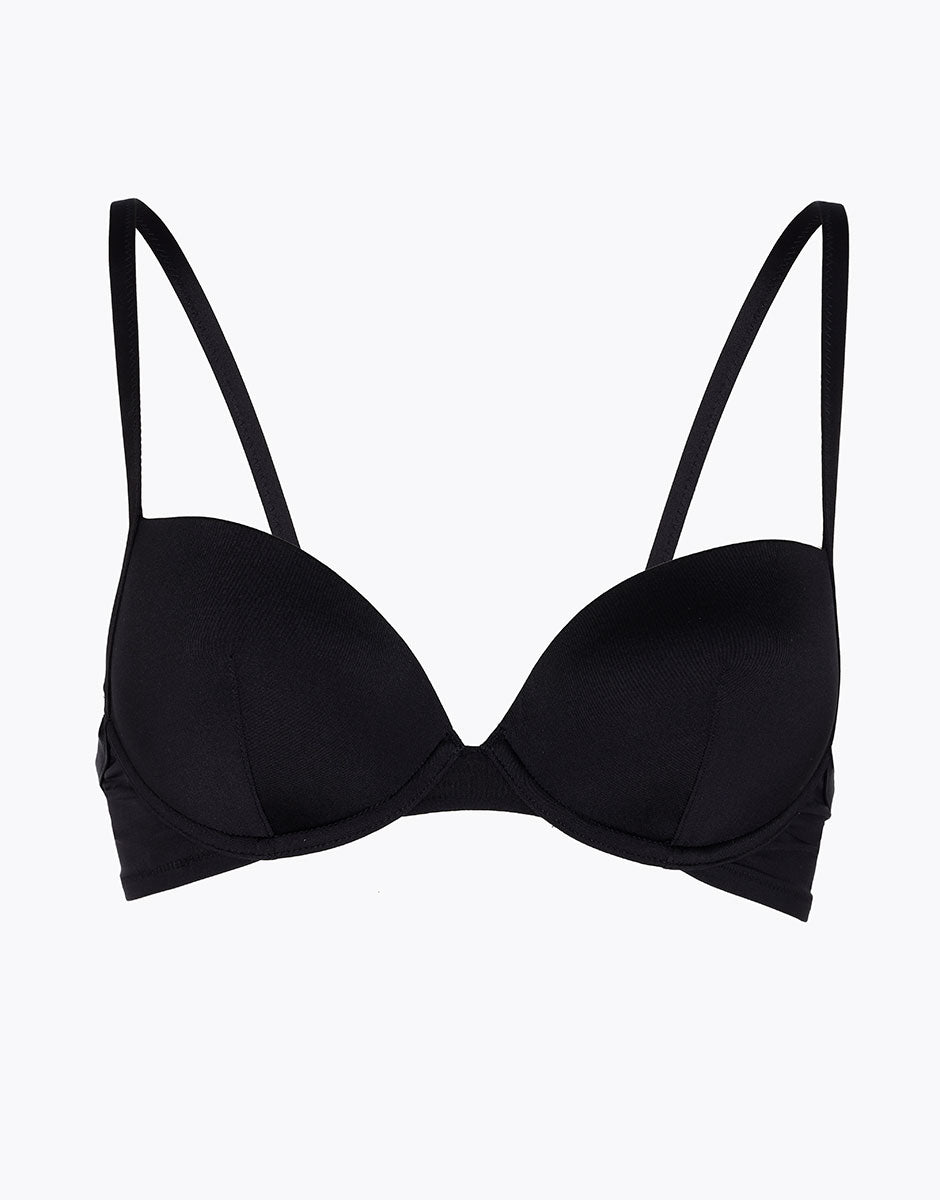 DIM Top de bikini con aros y relleno Essential Micro en microfibra negra
