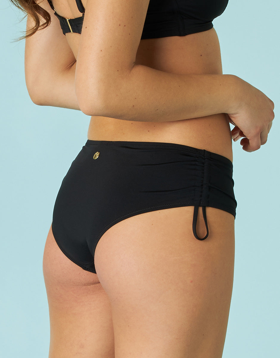 DIM Braga de bikini de talle alto con cordón Essential Micro en microfibra negra