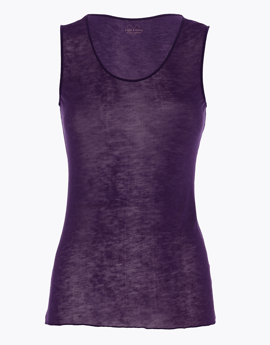 DIM Camiseta lisa de mujer azul oscuro Light & Warm en modal mezclado con cachemira
