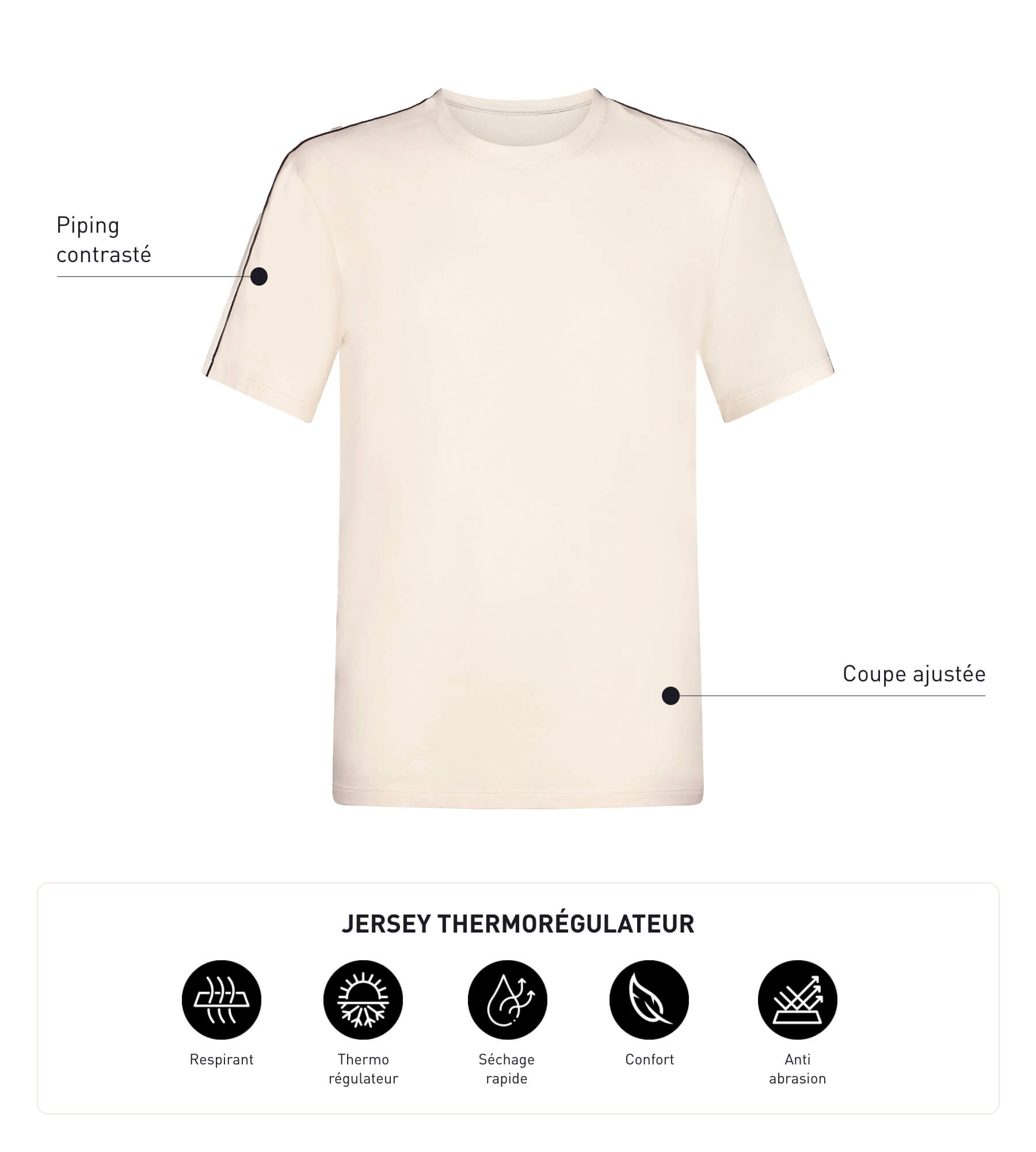DIM Camiseta deportiva para hombre termorreguladora en color crudo Dim Move